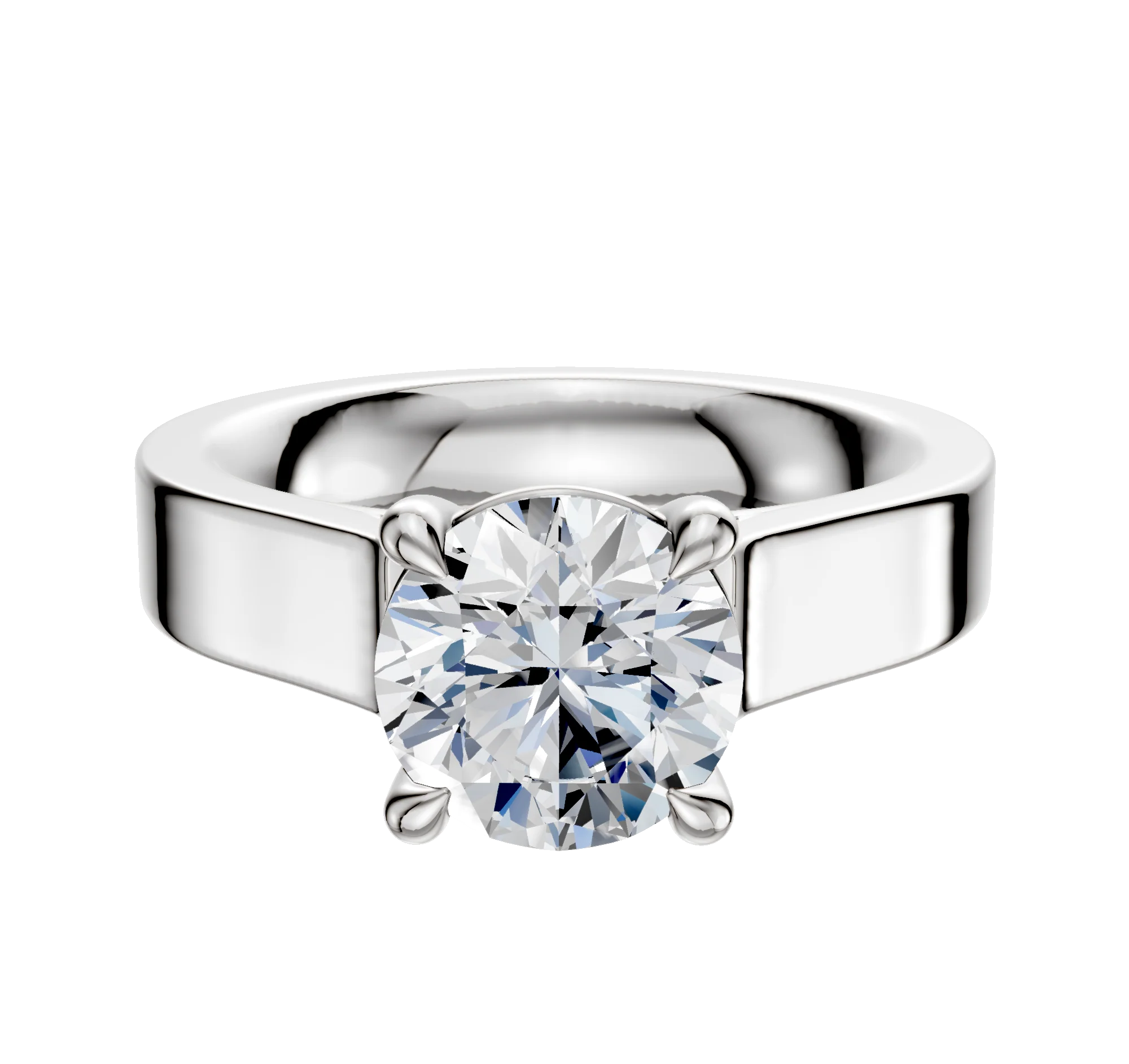 14K White Gold 4 Prong Basket Cathedral Flat 4.0mm Engagement Ring