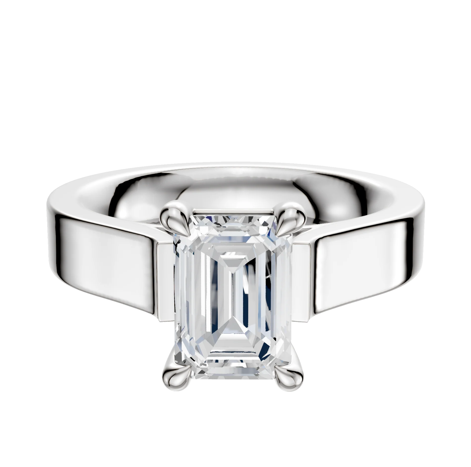 14K White Gold 4 Prong Basket Cathedral Flat 4.0mm Engagement Ring