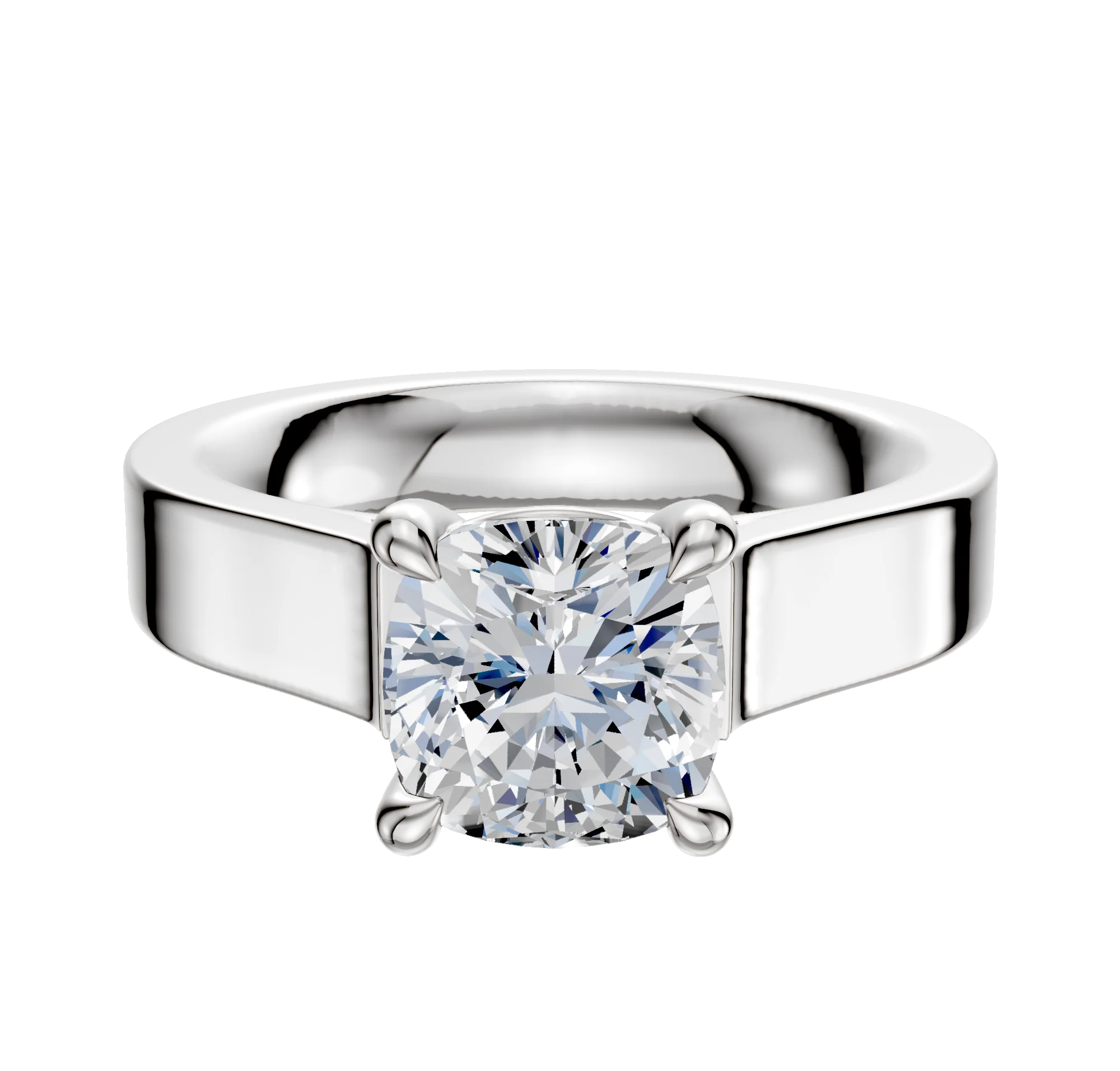 14K White Gold 4 Prong Basket Cathedral Flat 4.0mm Engagement Ring
