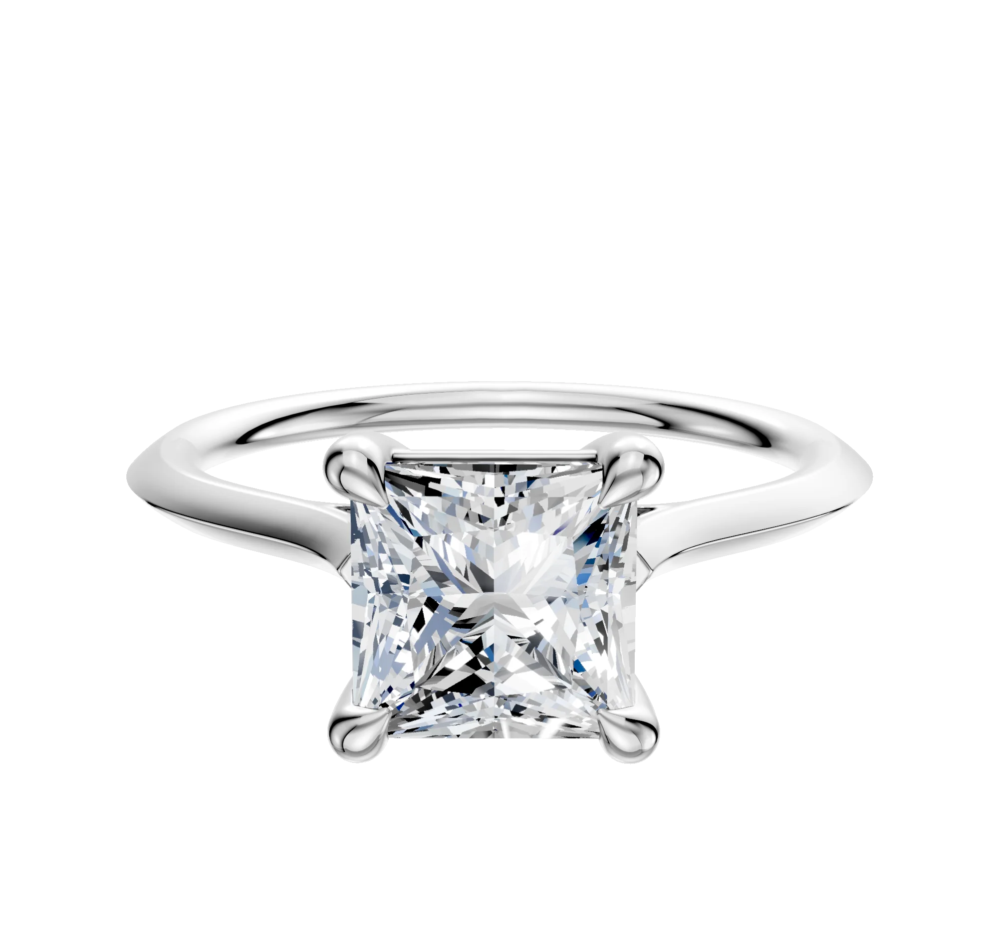 14K White Gold 4 Prong Basket Cathedral Knife Edge 1.5mm Engagement Ring