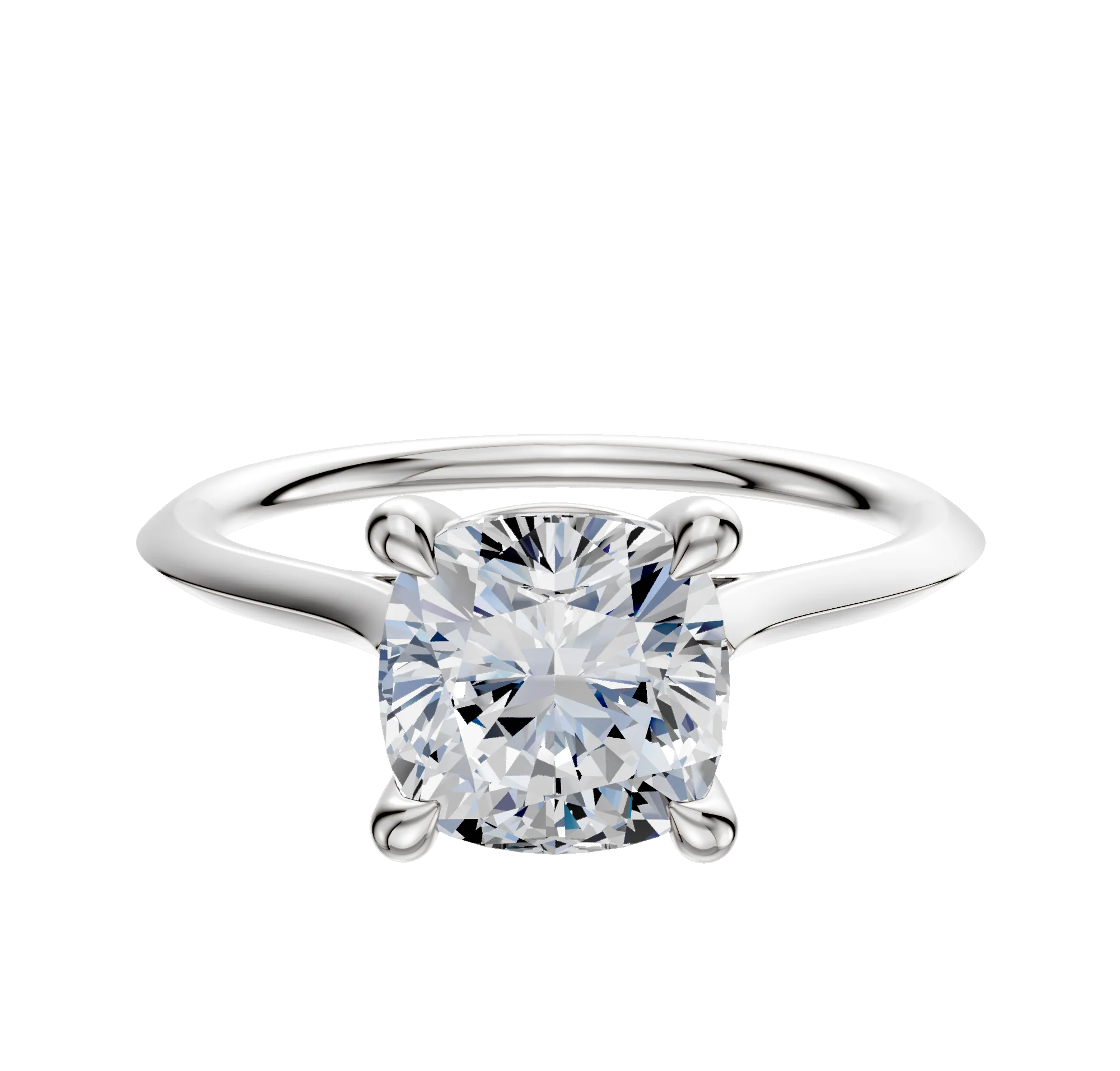 14K White Gold 4 Prong Basket Cathedral Knife Edge 1.5mm Engagement Ring