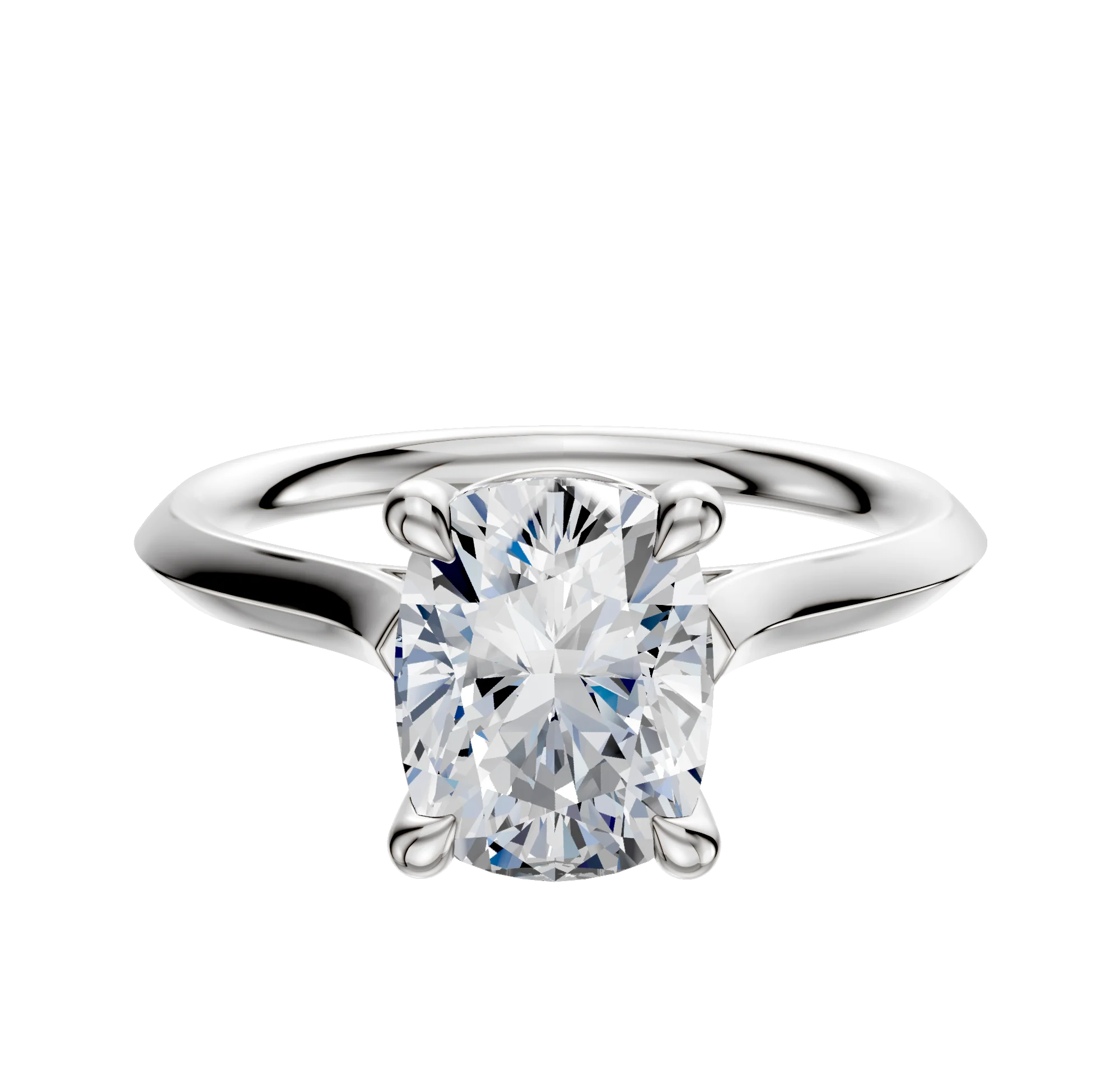 14K White Gold 4 Prong Basket Cathedral Knife Edge 2.0mm Engagement Ring