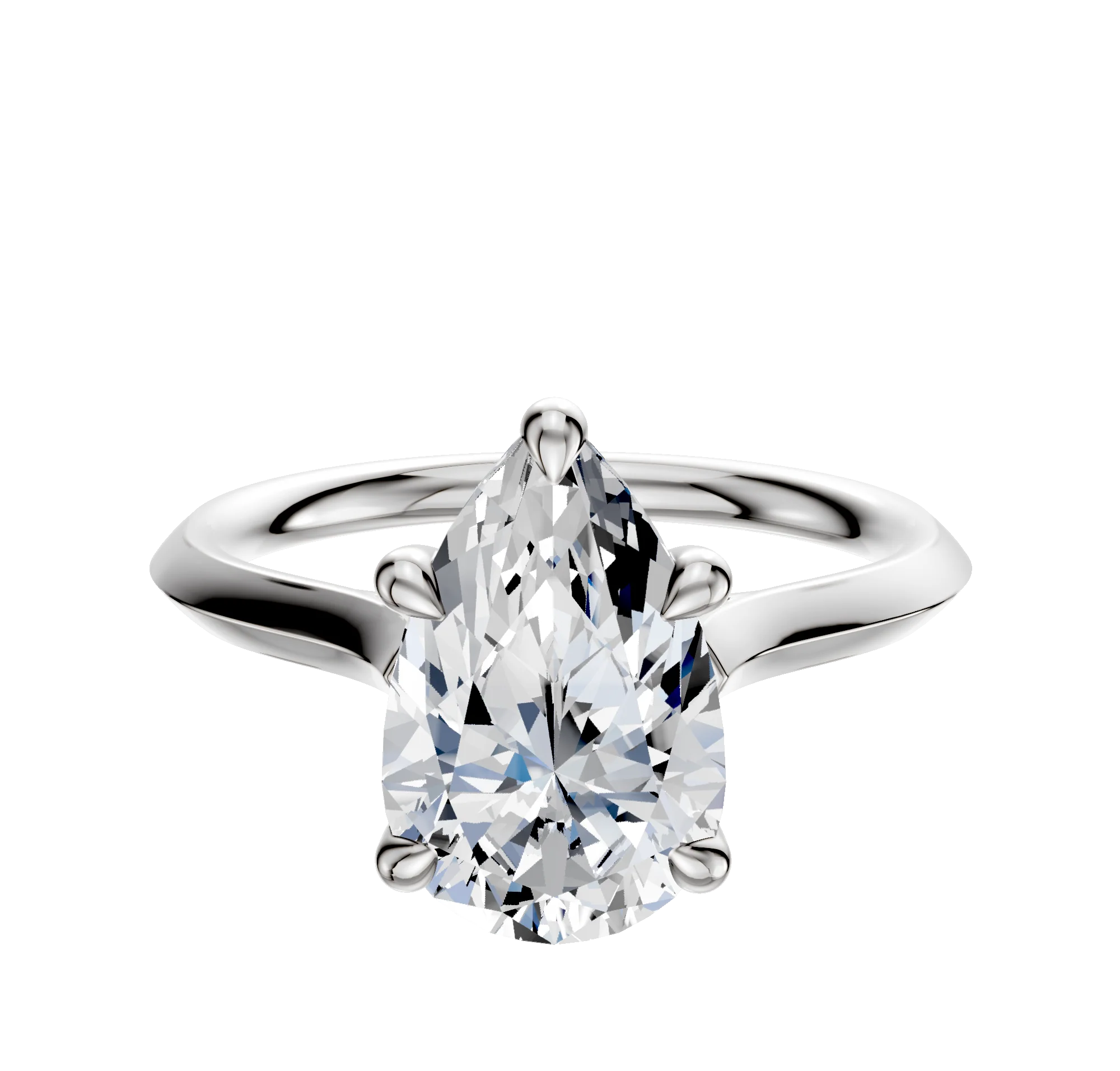 14K White Gold 4 Prong Basket Cathedral Knife Edge 2.0mm Engagement Ring