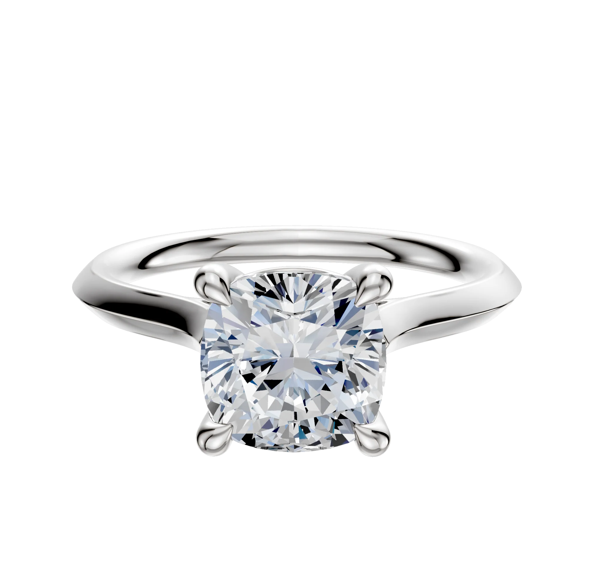 14K White Gold 4 Prong Basket Cathedral Knife Edge 2.0mm Engagement Ring
