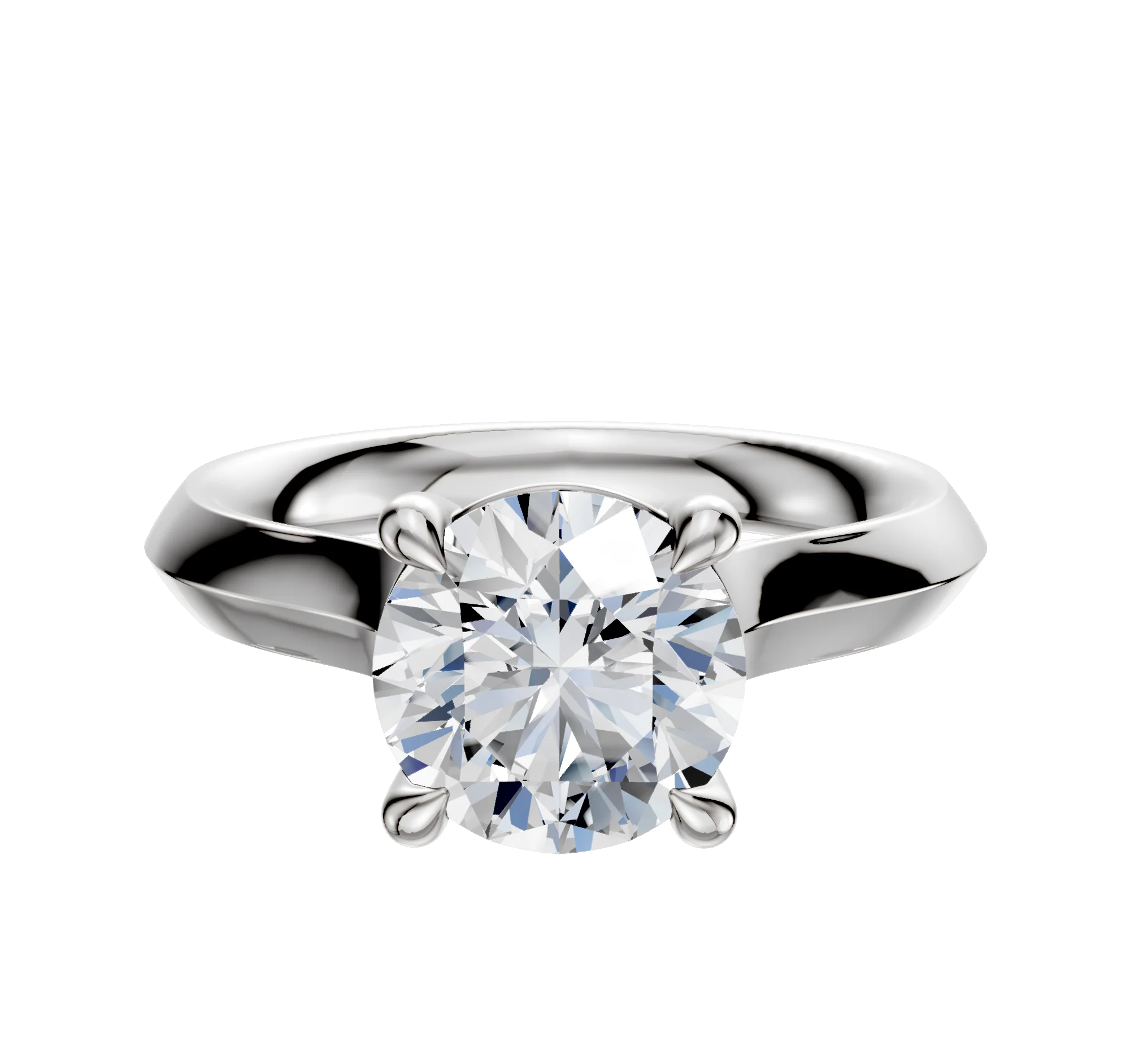 14K White Gold 4 Prong Basket Cathedral Knife Edge 3.0mm Engagement Ring