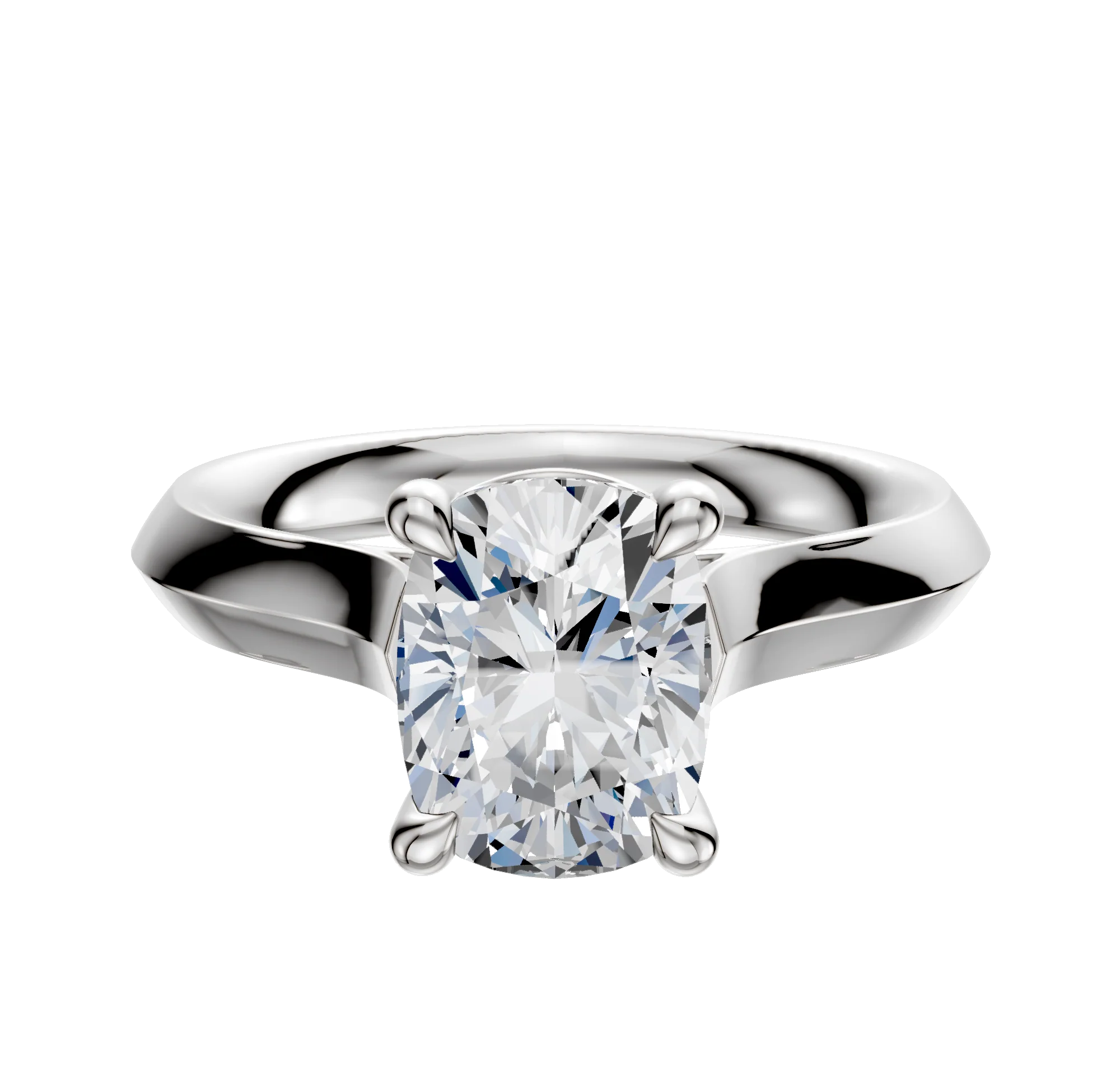 14K White Gold 4 Prong Basket Cathedral Knife Edge 3.0mm Engagement Ring