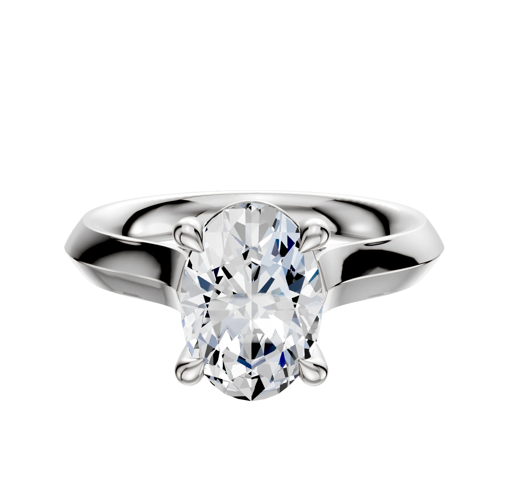 14K White Gold 4 Prong Basket Cathedral Knife Edge 3.0mm Engagement Ring