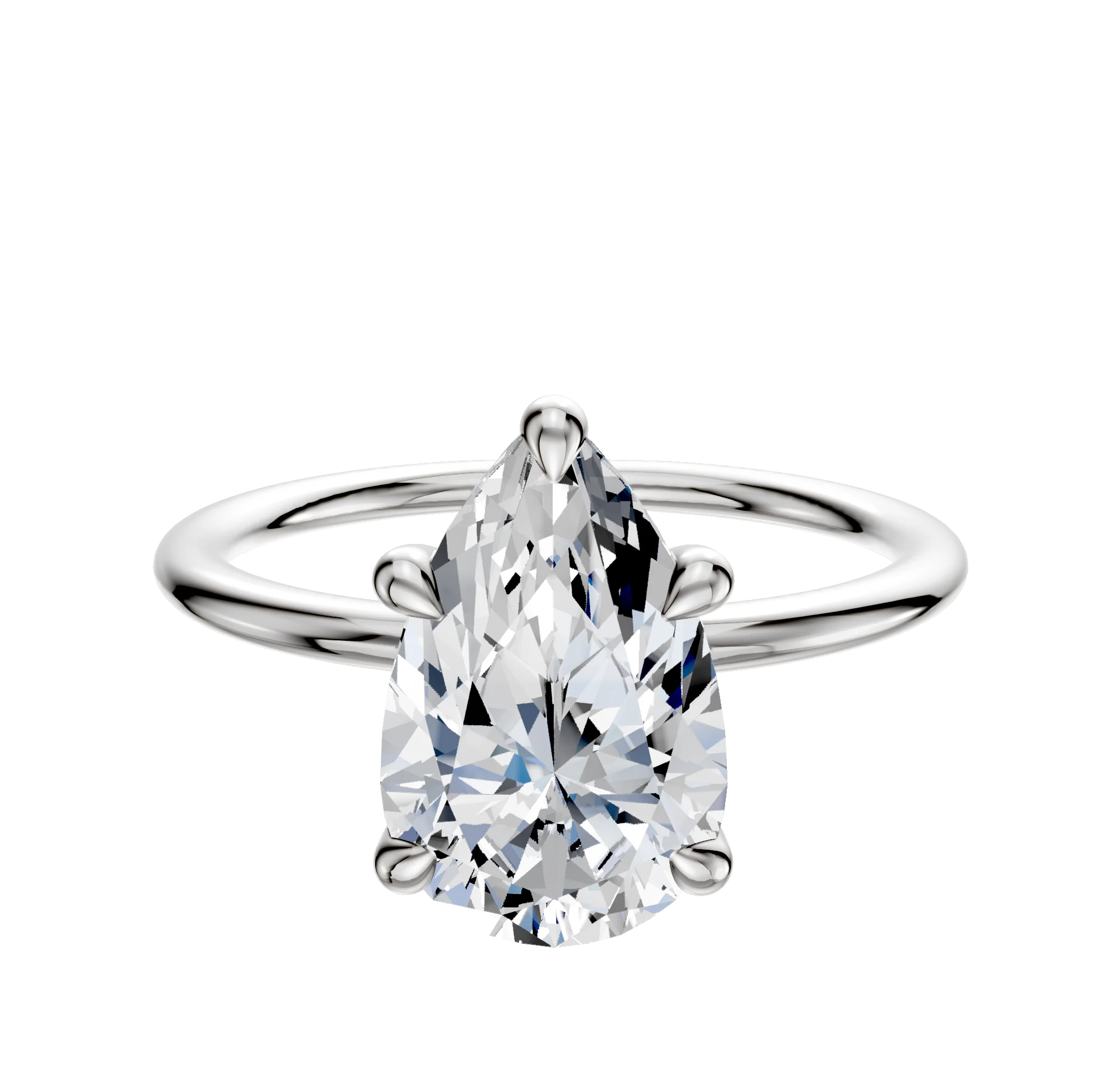 14K White Gold 4 Prong Basket Classic Dome 1.5mm Engagement Ring