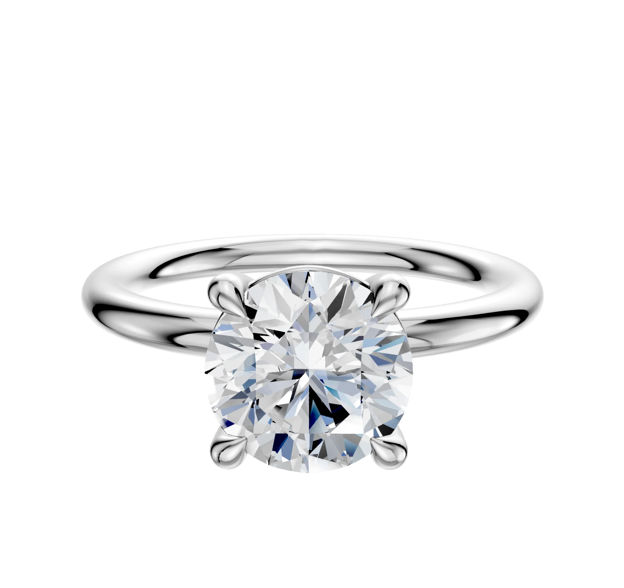 14K White Gold 4 Prong Basket Classic Dome 2.0mm Engagement Ring