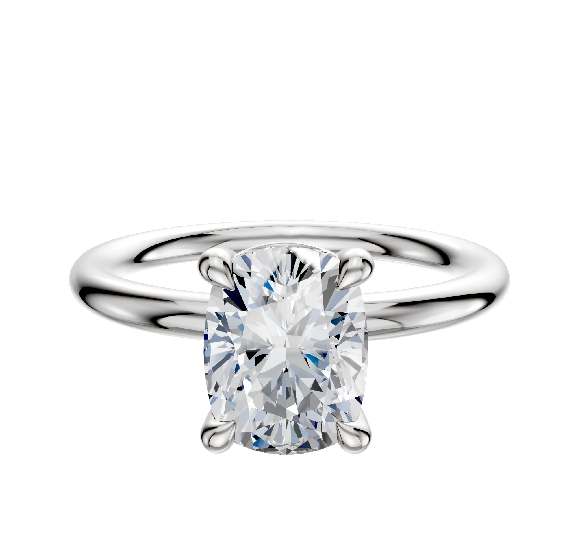 14K White Gold 4 Prong Basket Classic Dome 2.0mm Engagement Ring