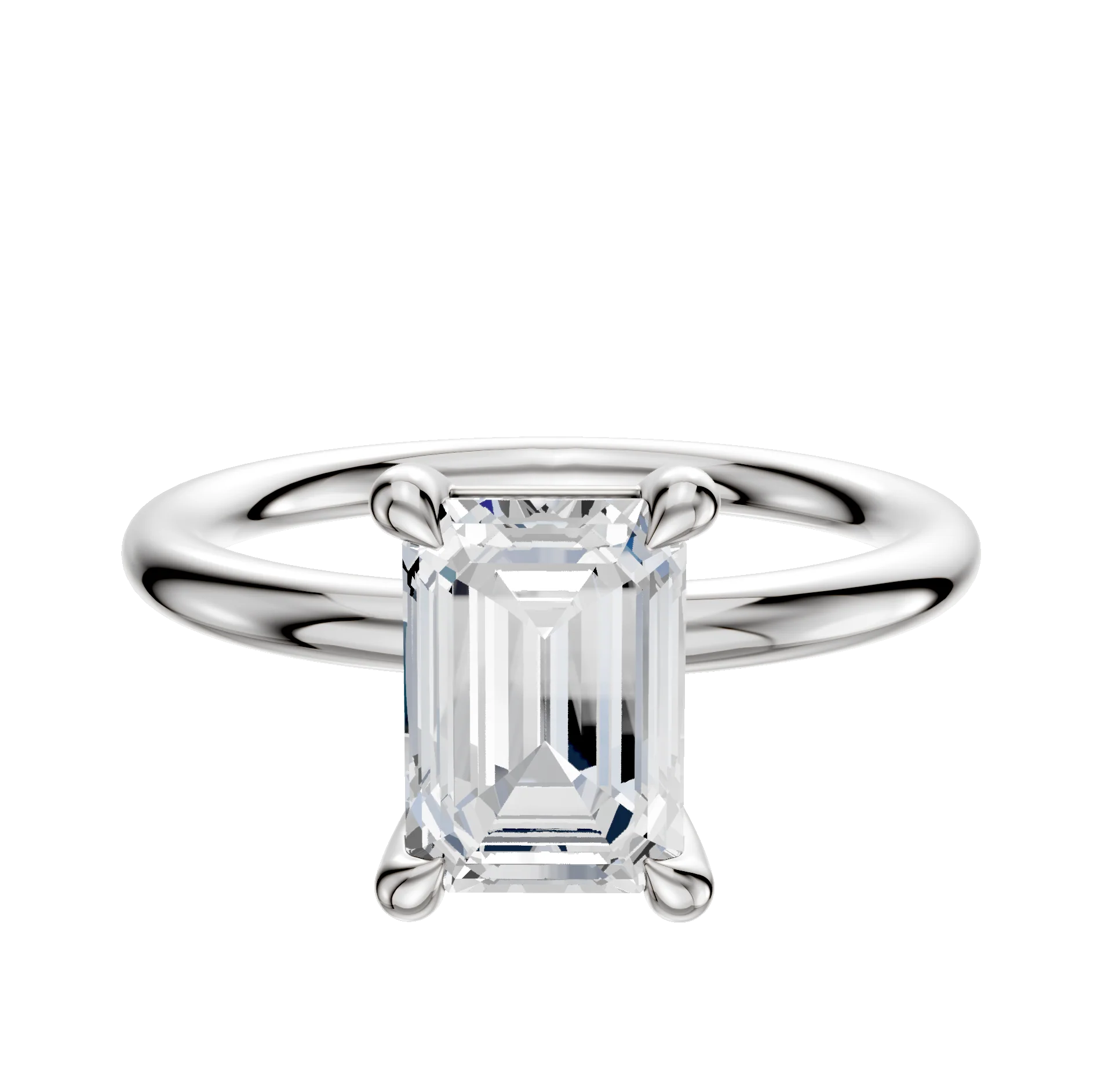 14K White Gold 4 Prong Basket Classic Dome 2.0mm Engagement Ring
