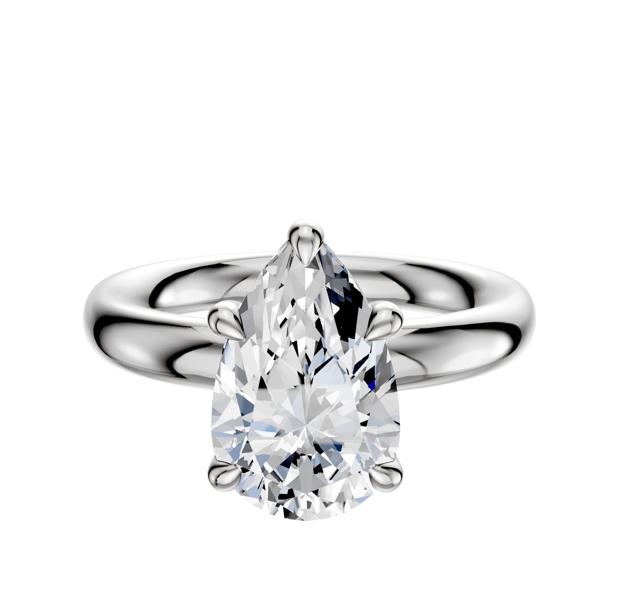 14K White Gold 4 Prong Basket Classic Dome 3.0mm Engagement Ring