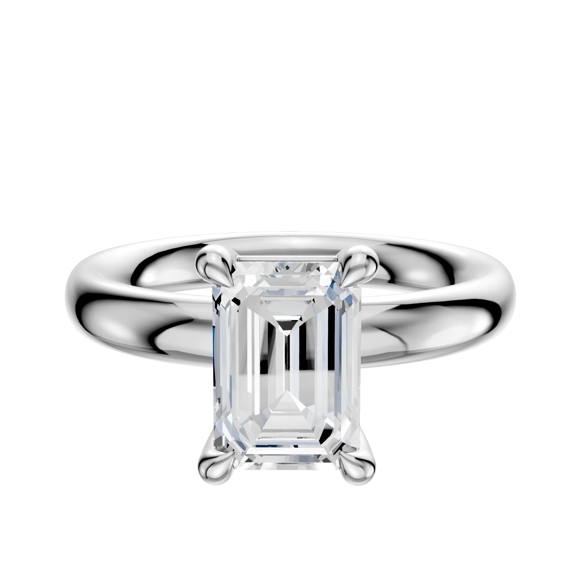 14K White Gold 4 Prong Basket Classic Dome 3.0mm Engagement Ring