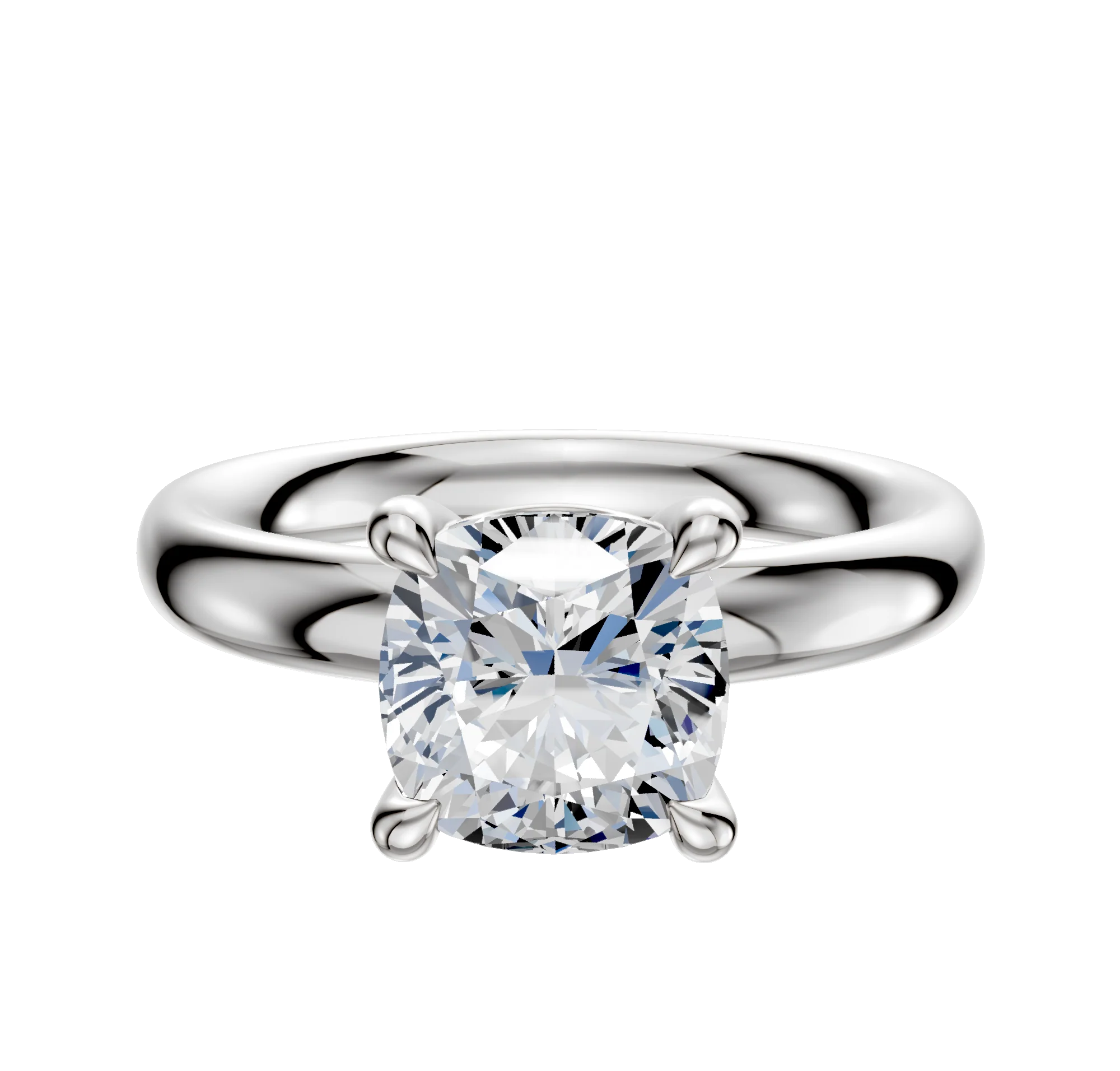 14K White Gold 4 Prong Basket Classic Dome 3.0mm Engagement Ring