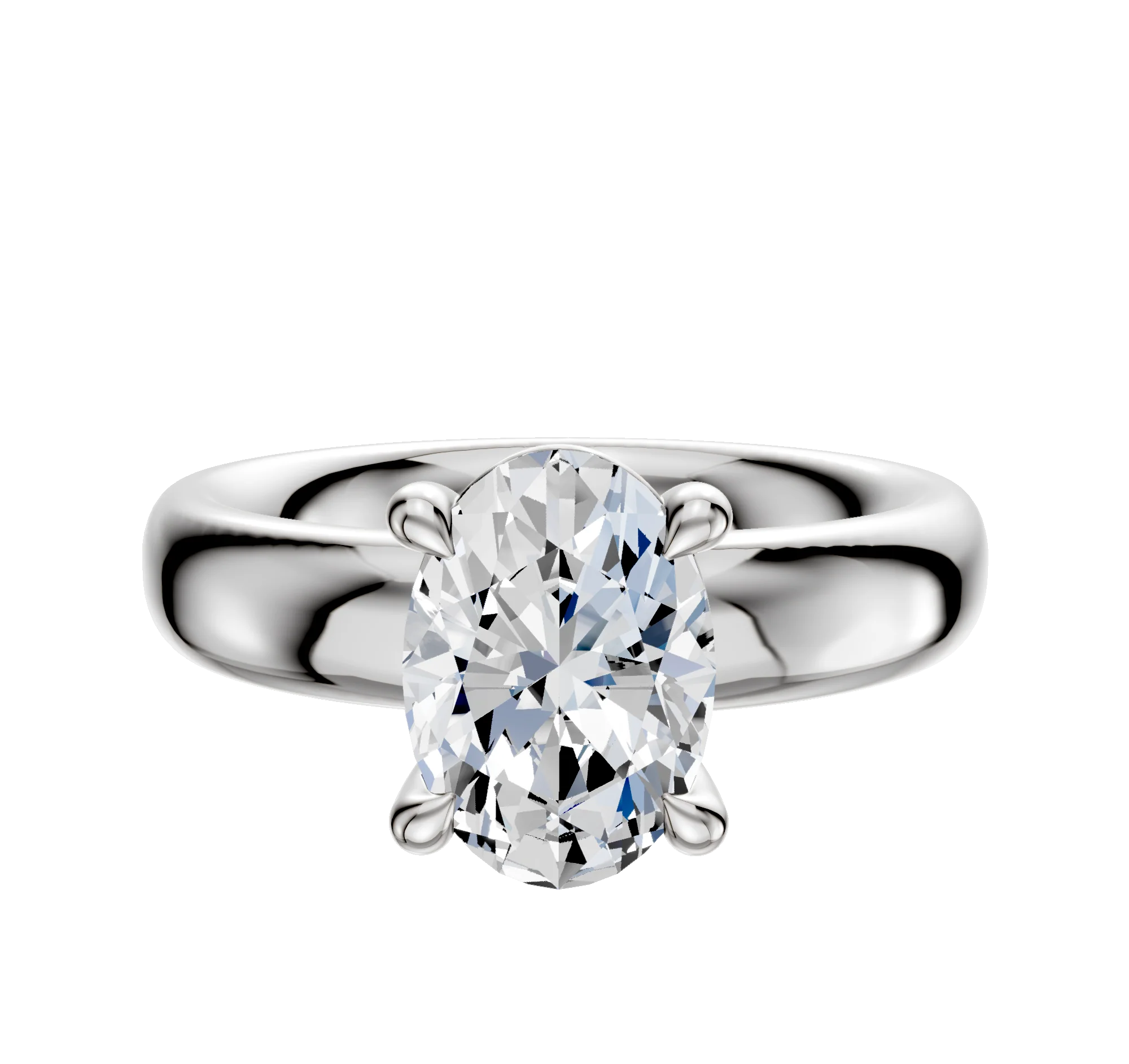 14K White Gold 4 Prong Basket Classic Dome 4.0mm Engagement Ring