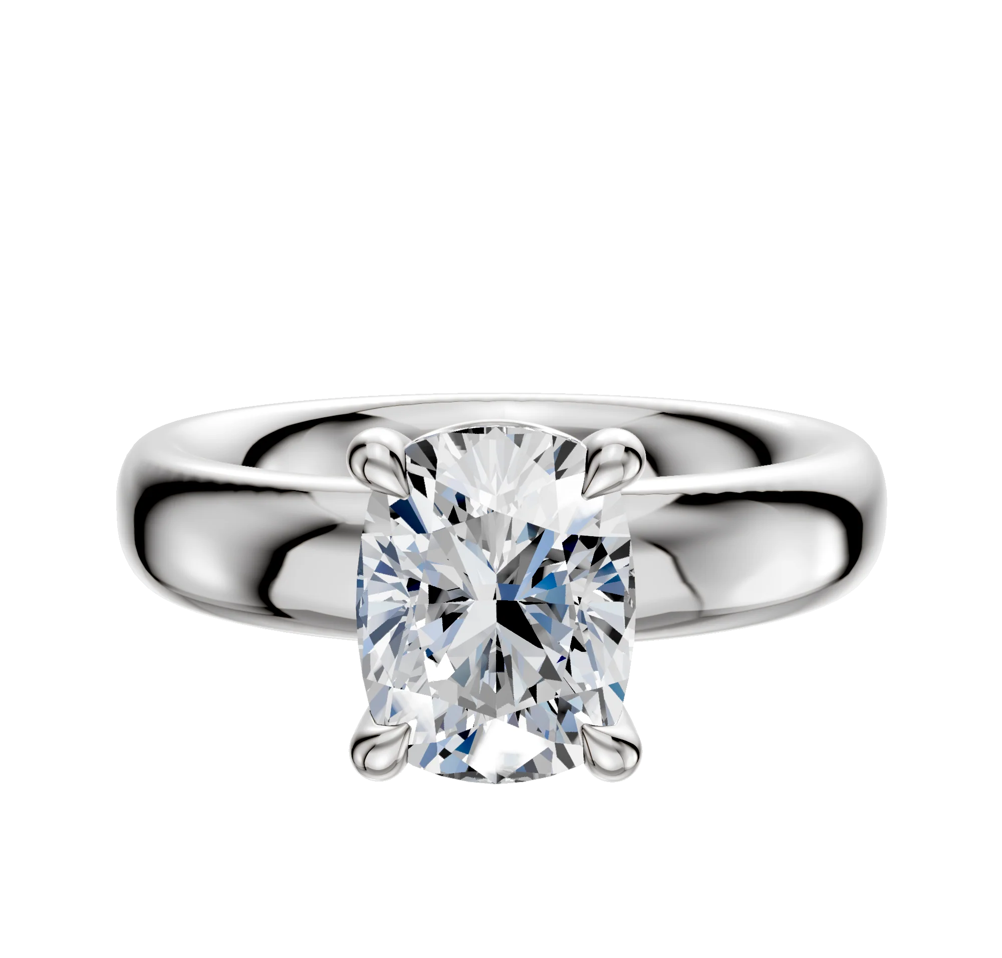 14K White Gold 4 Prong Basket Classic Dome 4.0mm Engagement Ring