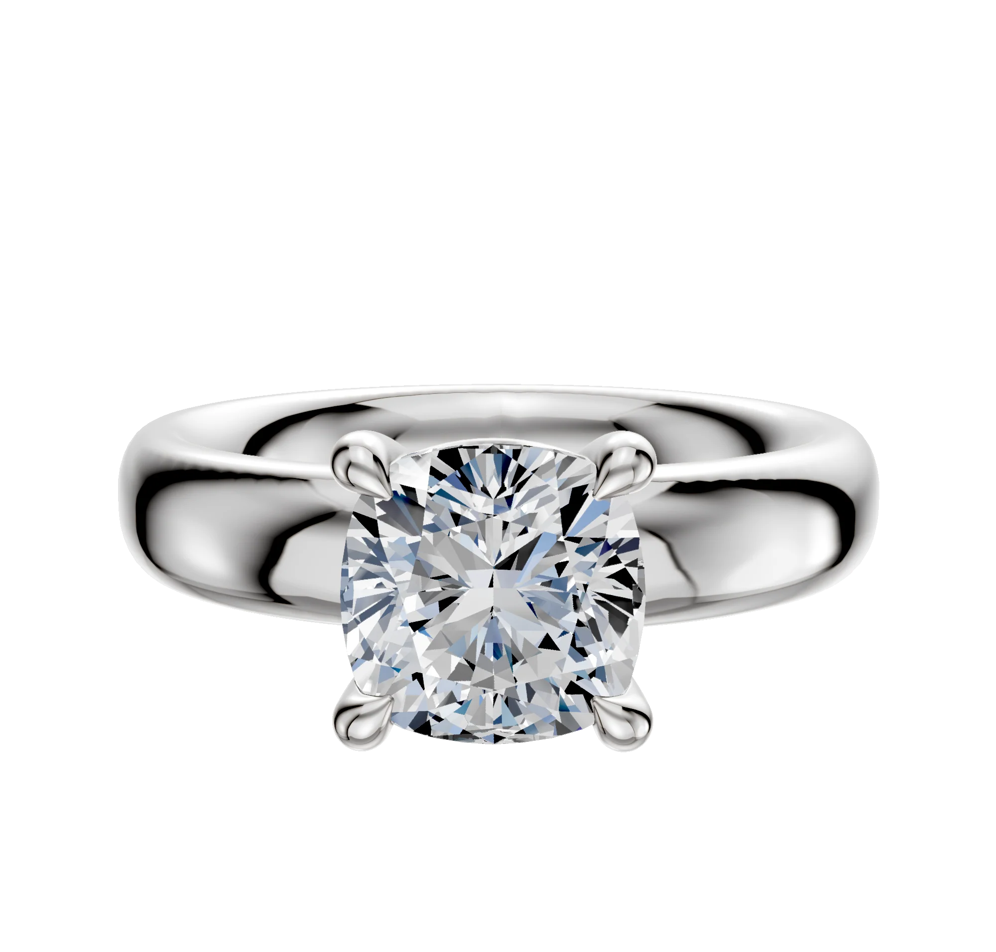 14K White Gold 4 Prong Basket Classic Dome 4.0mm Engagement Ring