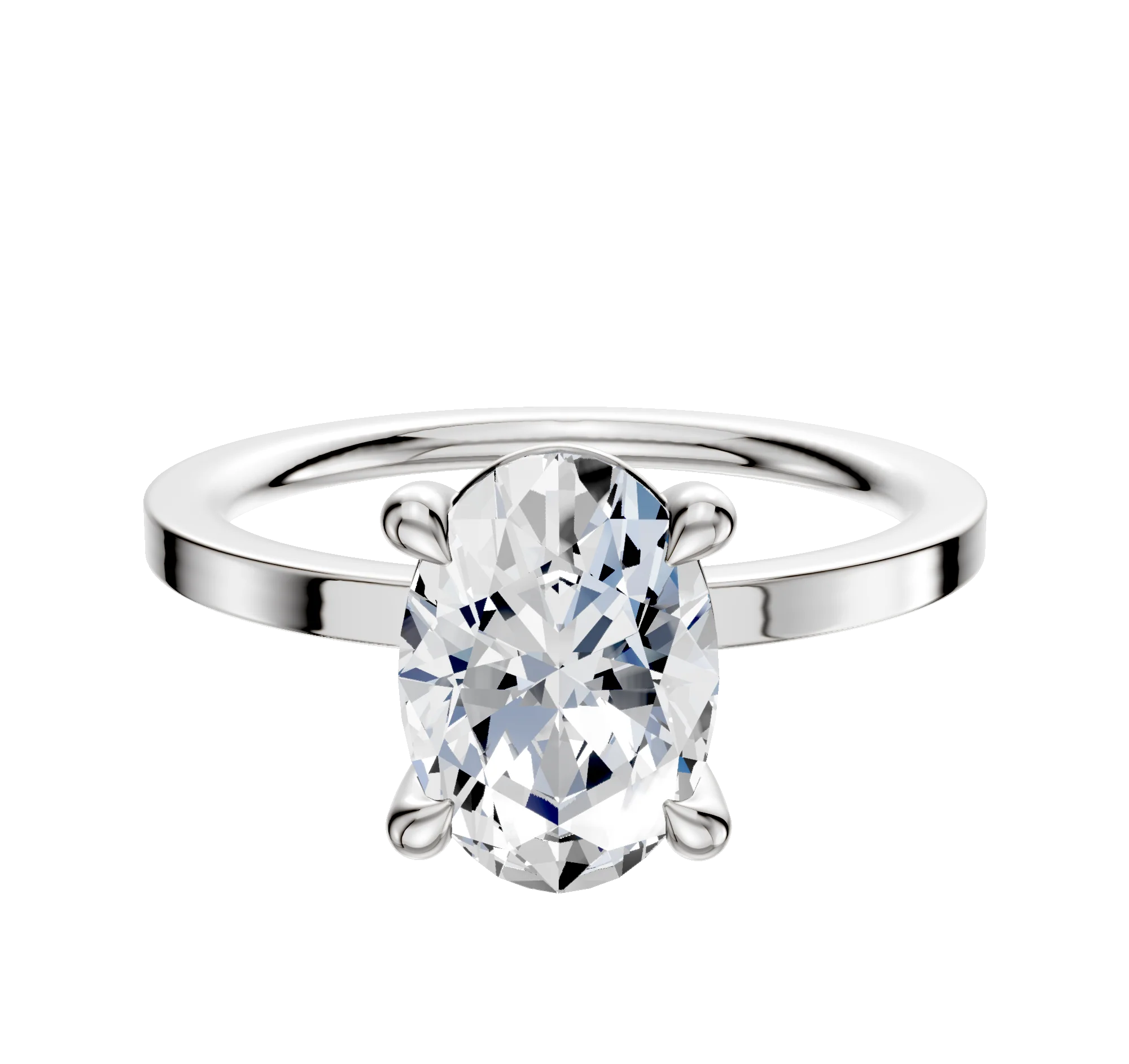 14K White Gold 4 Prong Basket Classic Flat 1.5mm Engagement Ring