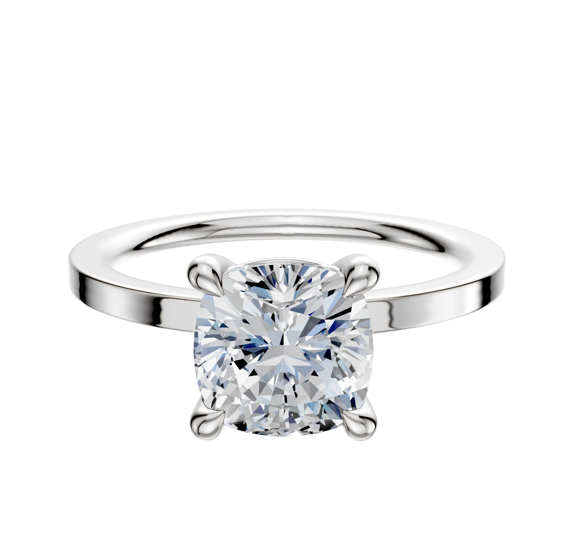 14K White Gold 4 Prong Basket Classic Flat 1.5mm Engagement Ring