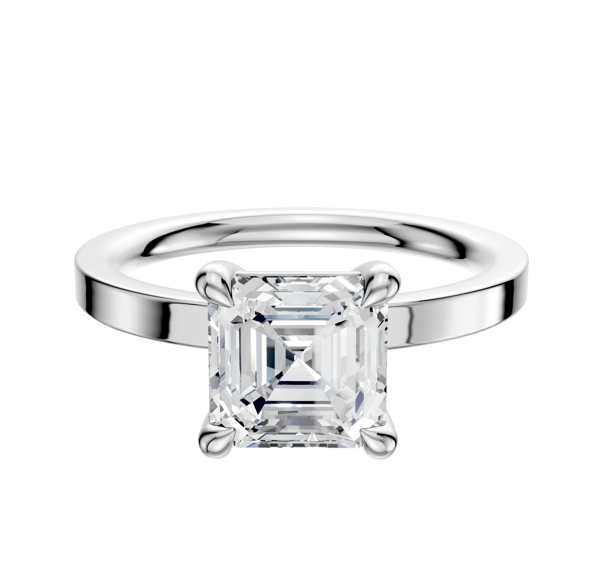 14K White Gold 4 Prong Basket Classic Flat 2.0mm Engagement Ring