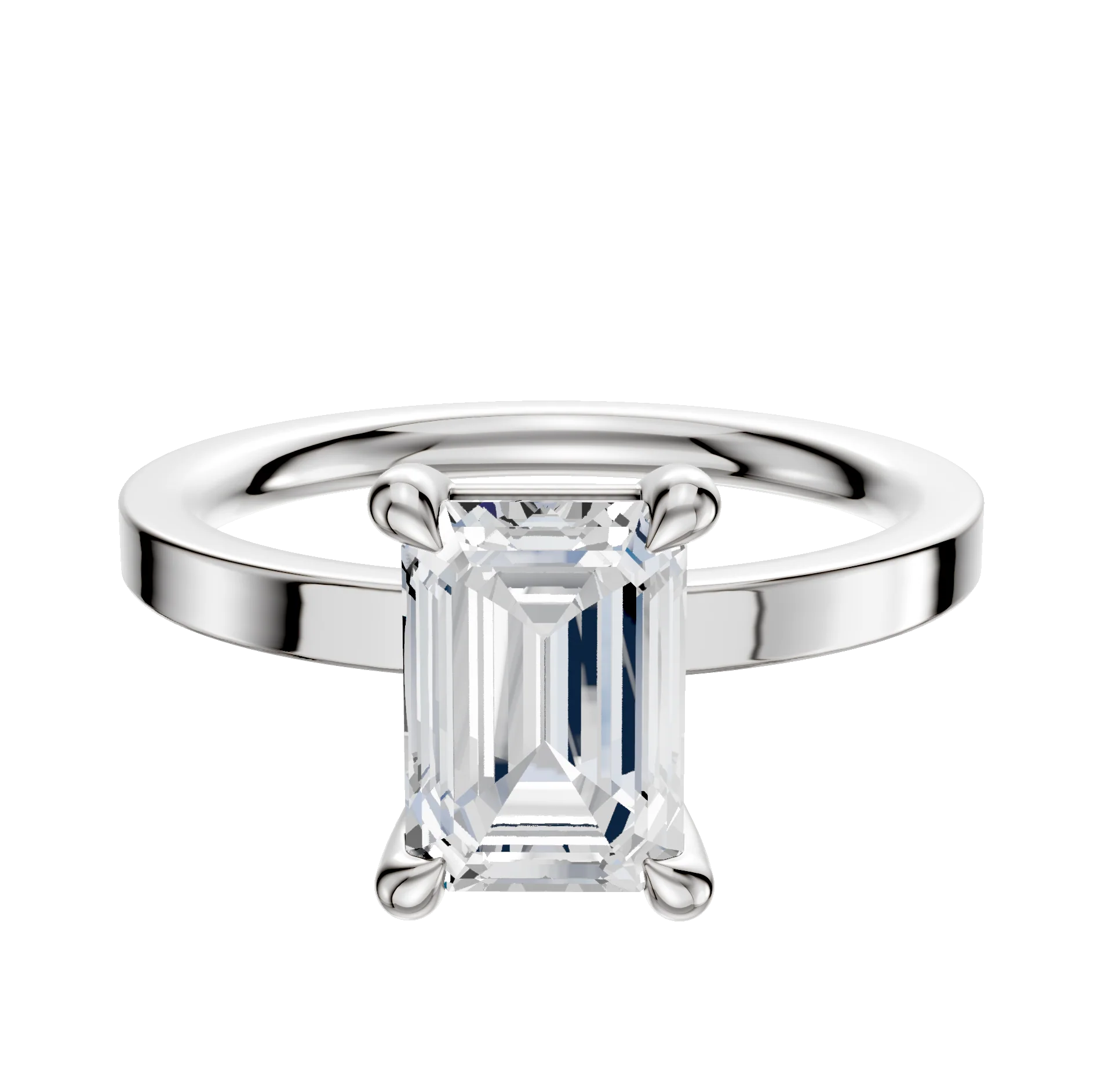 14K White Gold 4 Prong Basket Classic Flat 2.0mm Engagement Ring