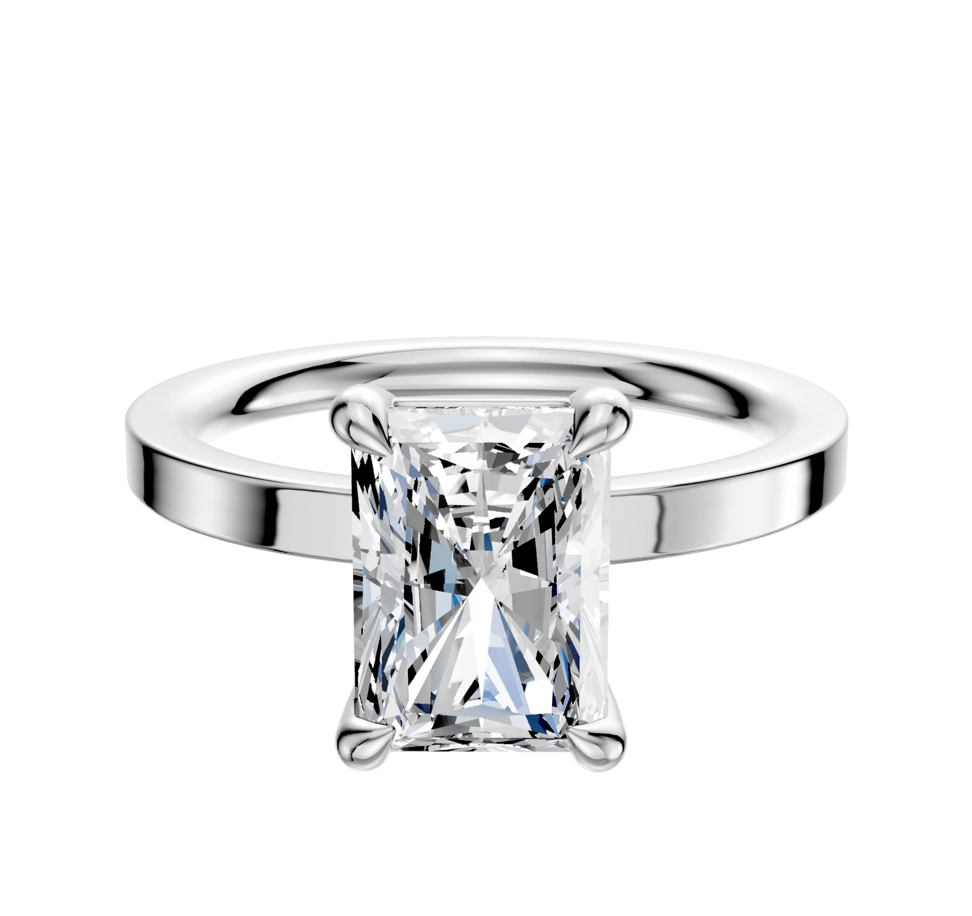 14K White Gold 4 Prong Basket Classic Flat 2.0mm Engagement Ring