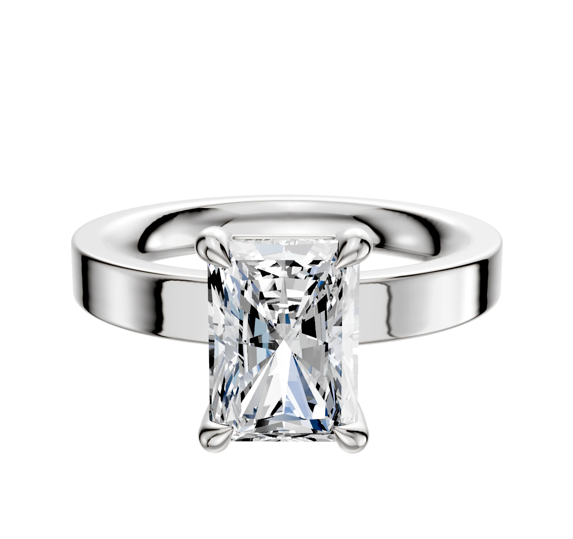 14K White Gold 4 Prong Basket Classic Flat 3.0mm Engagement Ring