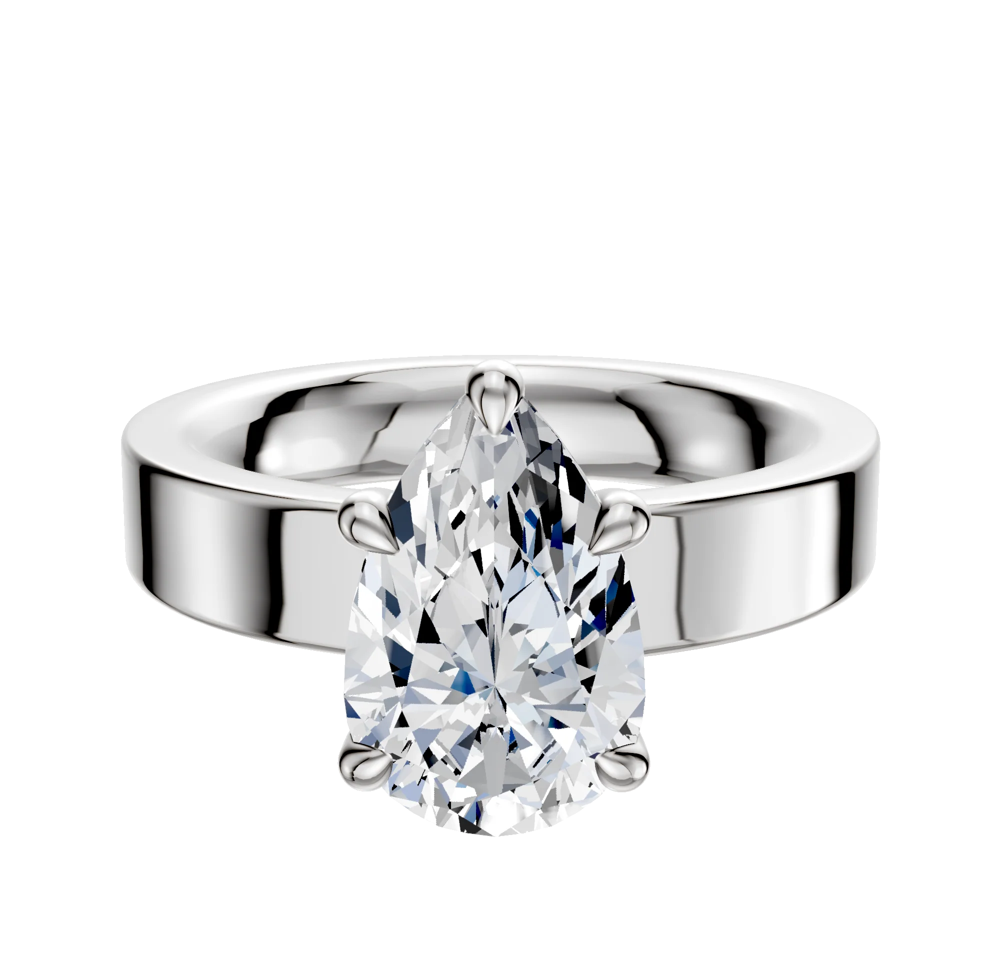 14K White Gold 4 Prong Basket Classic Flat 4.0mm Engagement Ring