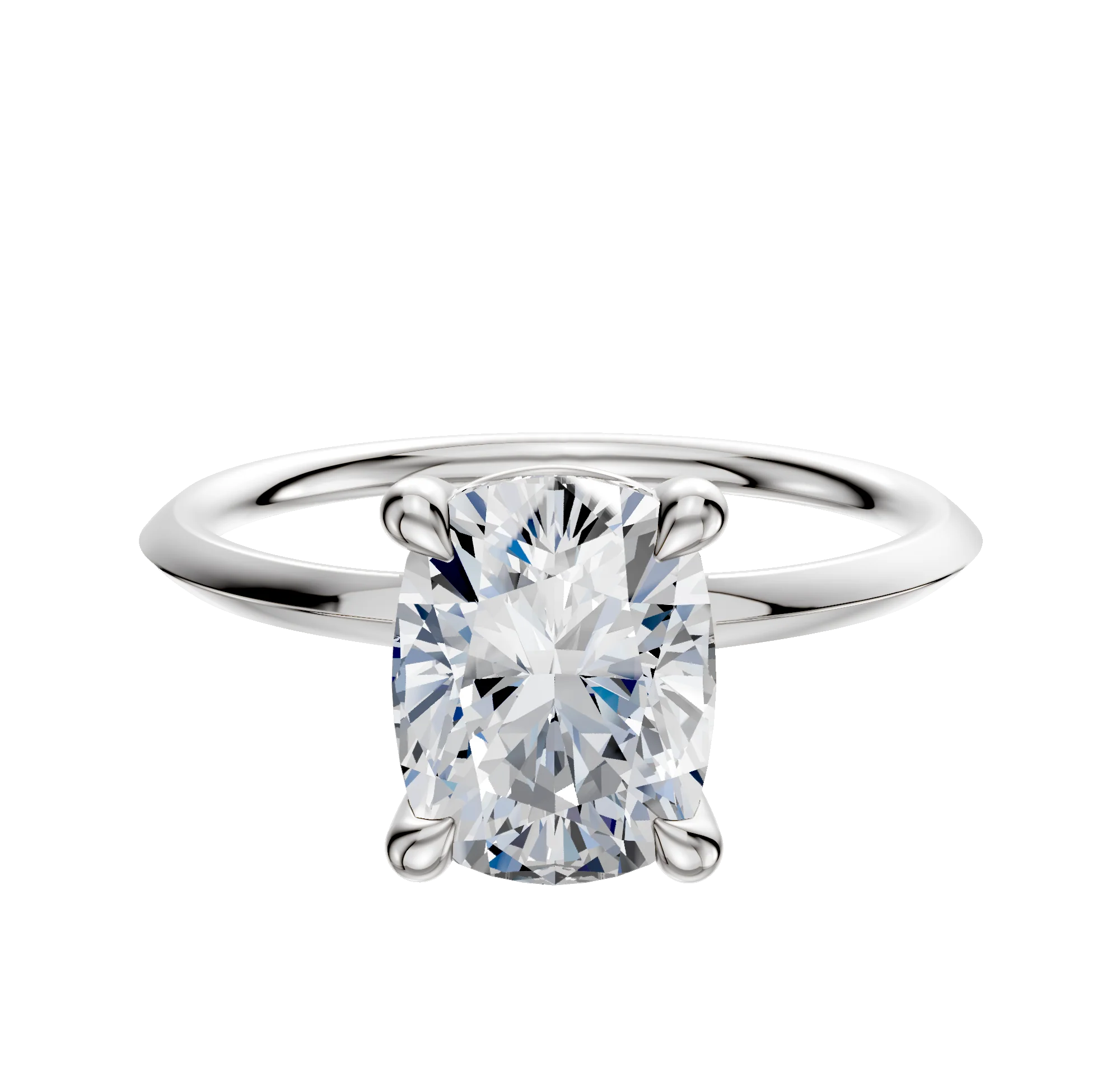 14K White Gold 4 Prong Basket Classic Knife Edge 1.5mm Engagement Ring