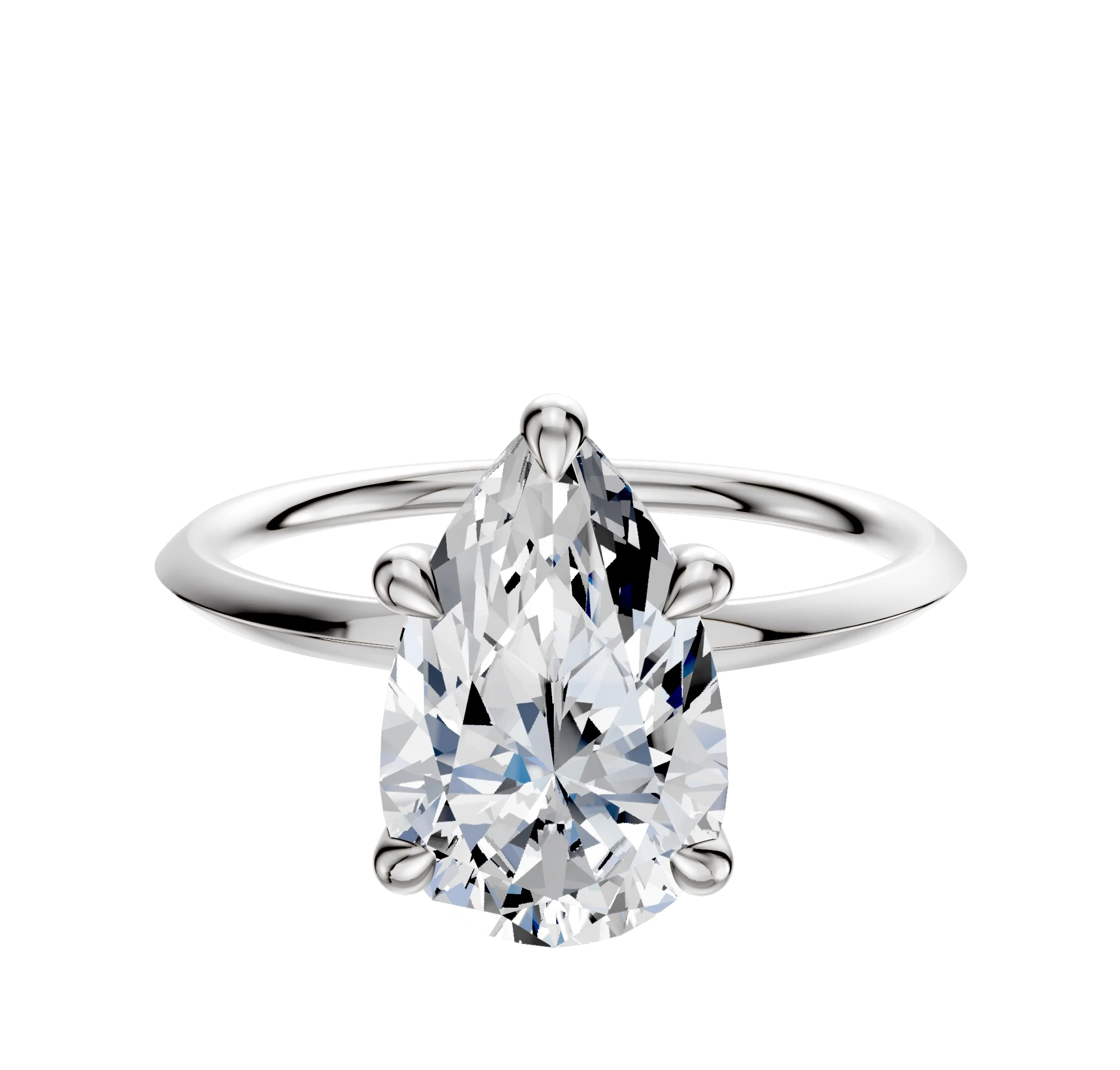 14K White Gold 4 Prong Basket Classic Knife Edge 1.5mm Engagement Ring