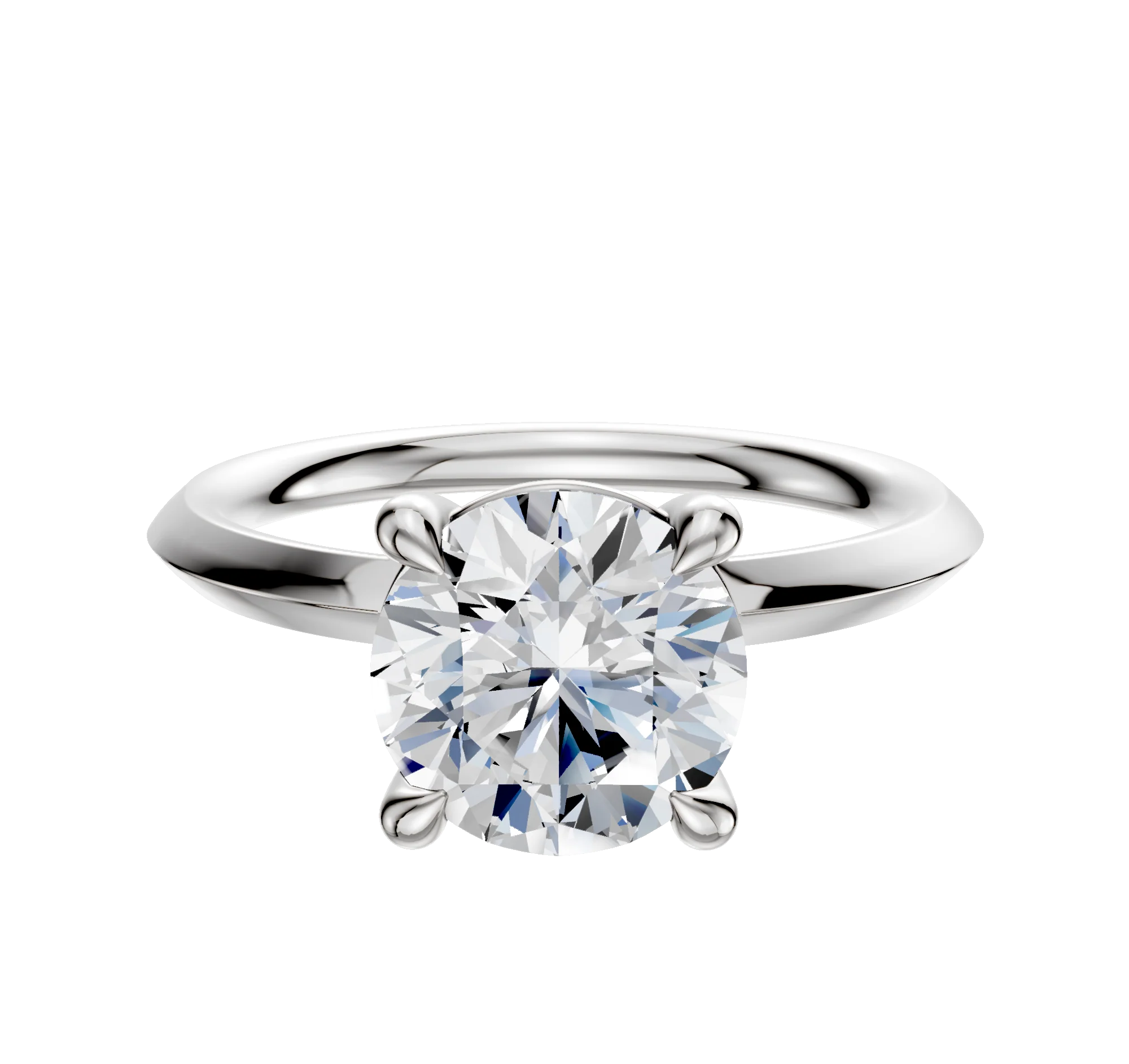 14K White Gold 4 Prong Basket Classic Knife Edge 2.0mm Engagement Ring