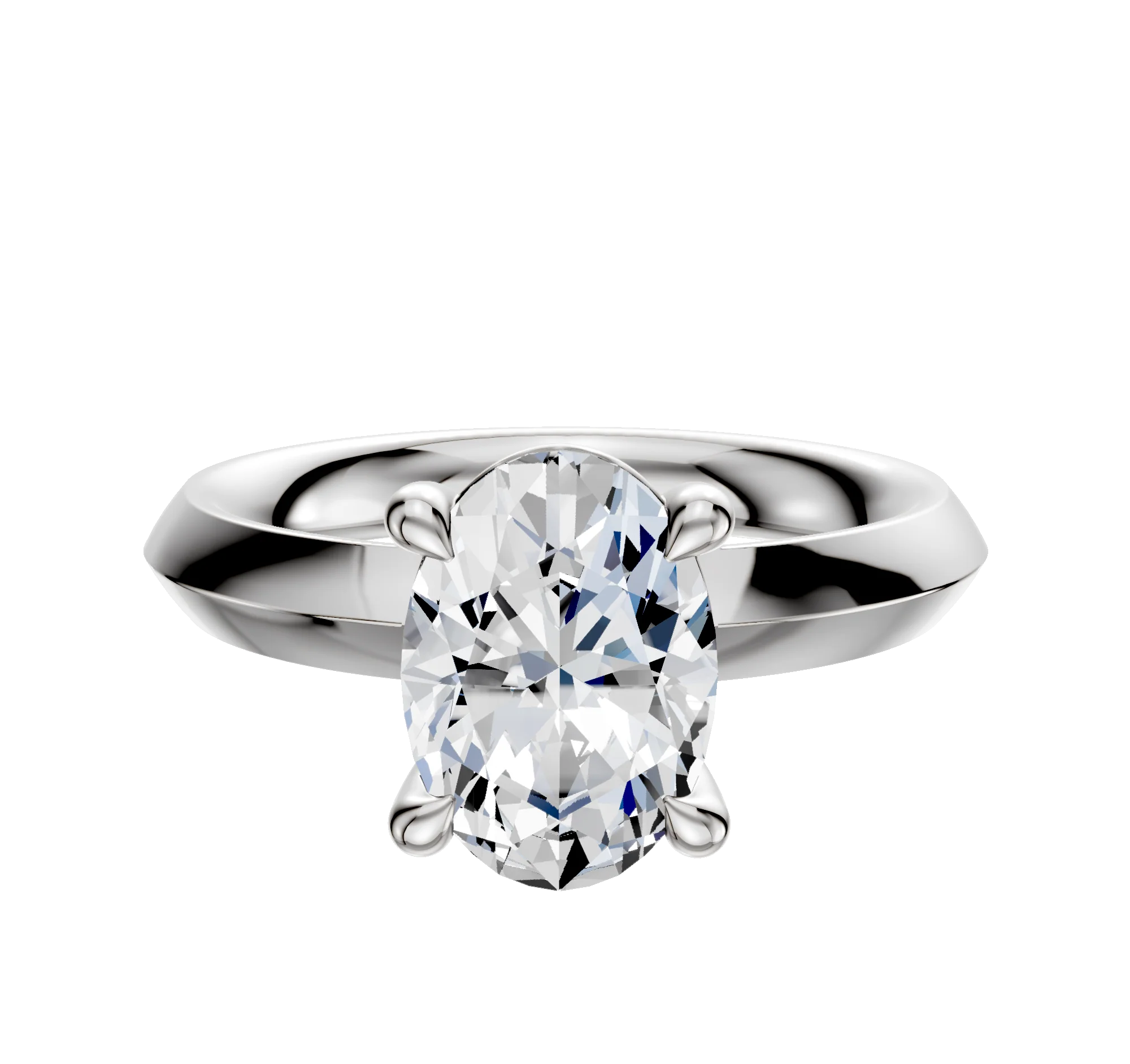 14K White Gold 4 Prong Basket Classic Knife Edge 3.0mm Engagement Ring