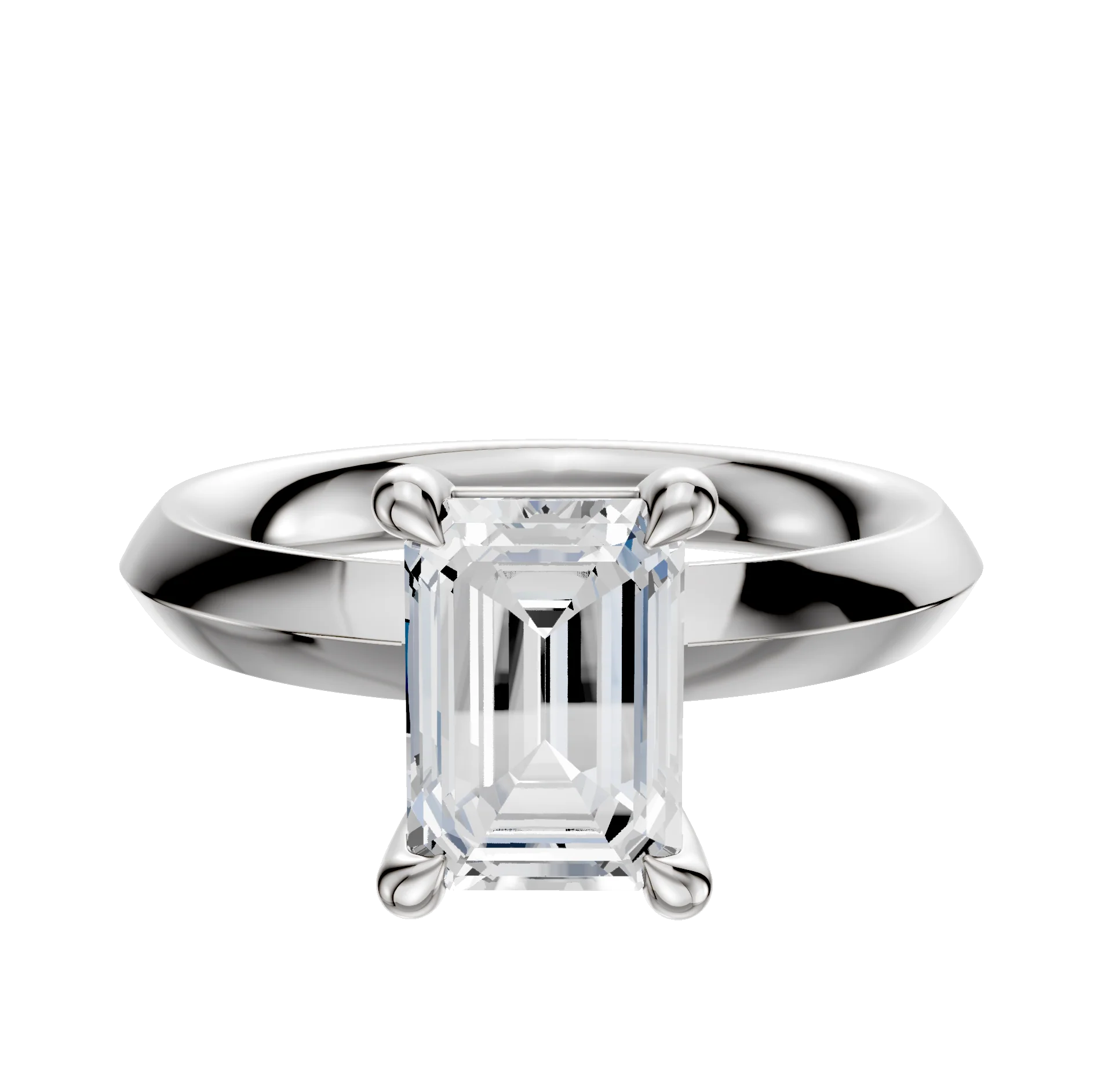 14K White Gold 4 Prong Basket Classic Knife Edge 3.0mm Engagement Ring