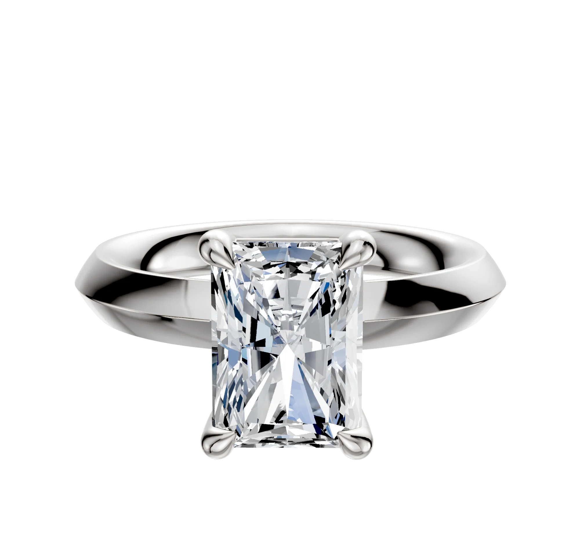 14K White Gold 4 Prong Basket Classic Knife Edge 3.0mm Engagement Ring