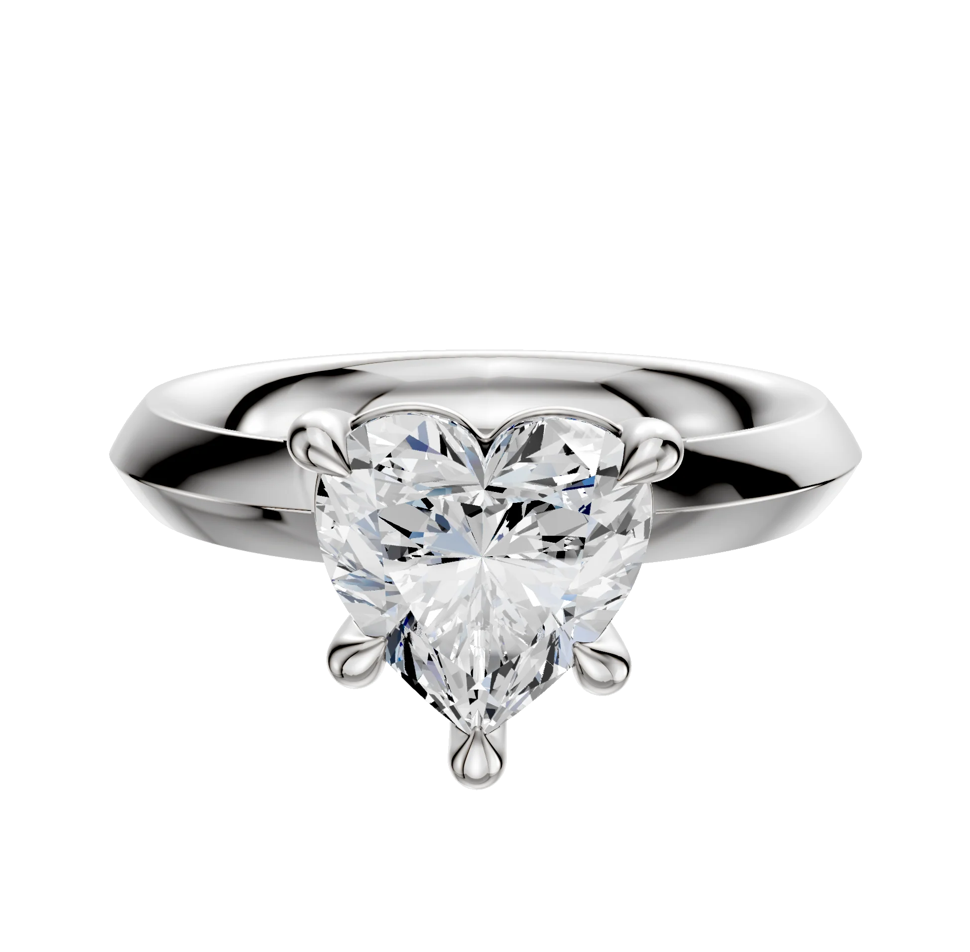 14K White Gold 4 Prong Basket Classic Knife Edge 3.0mm Engagement Ring