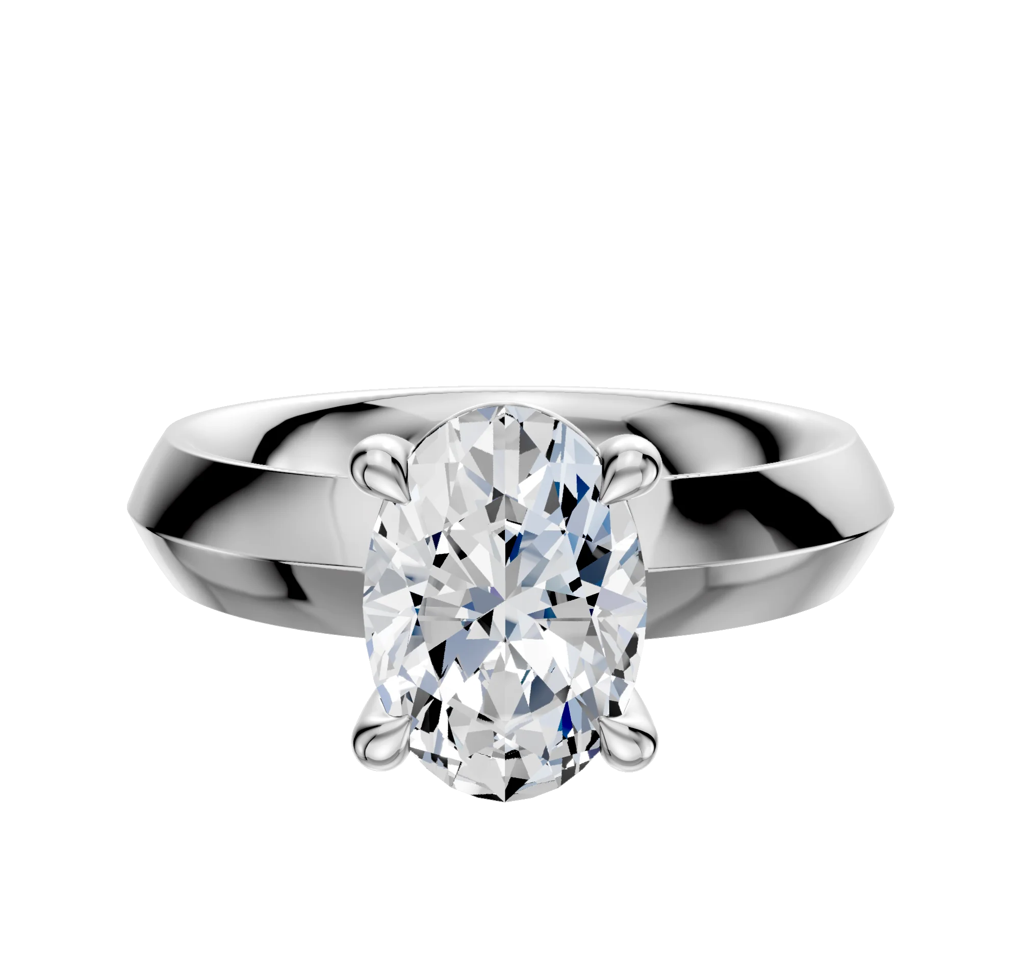 14K White Gold 4 Prong Basket Classic Knife Edge 4.0mm Engagement Ring
