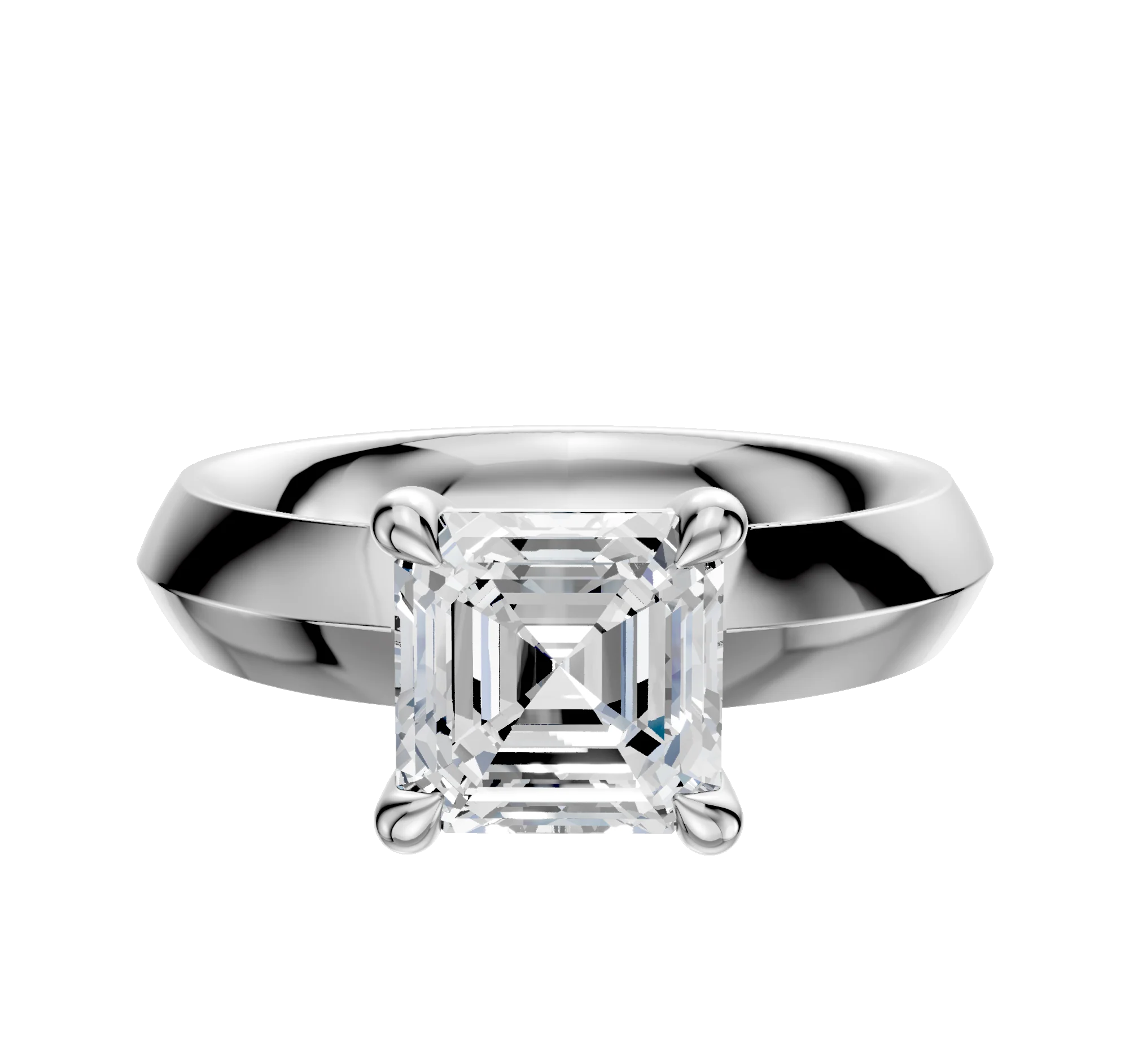 14K White Gold 4 Prong Basket Classic Knife Edge 4.0mm Engagement Ring