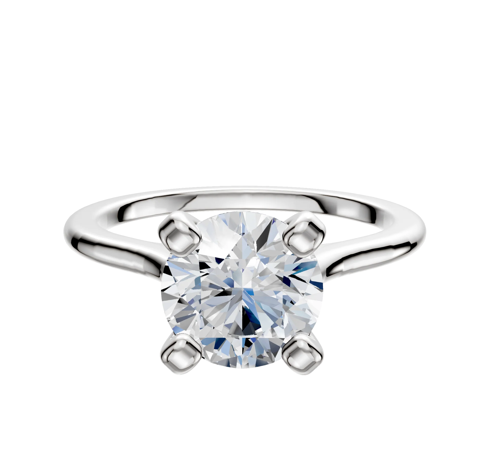 14K White Gold 4 Prong Cathedral Dome 1.5mm Engagement Ring