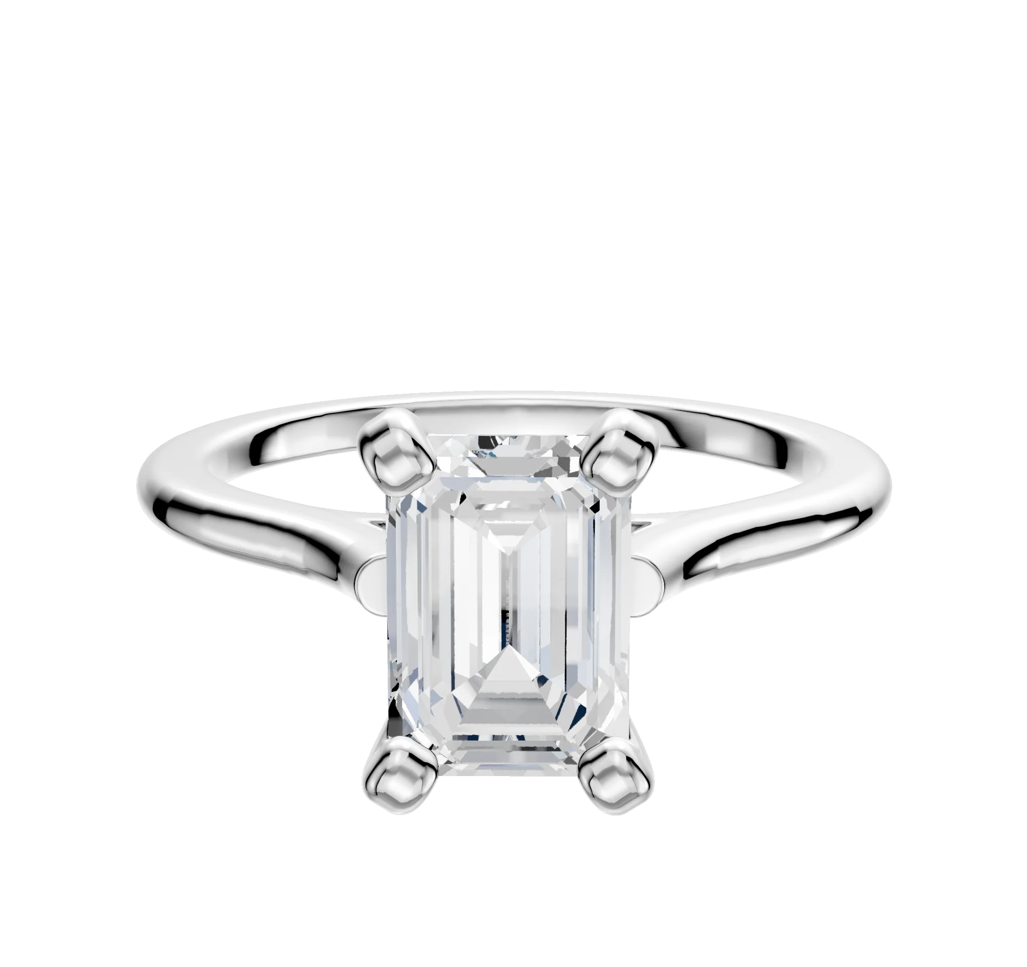 14K White Gold 4 Prong Cathedral Dome 1.5mm Engagement Ring