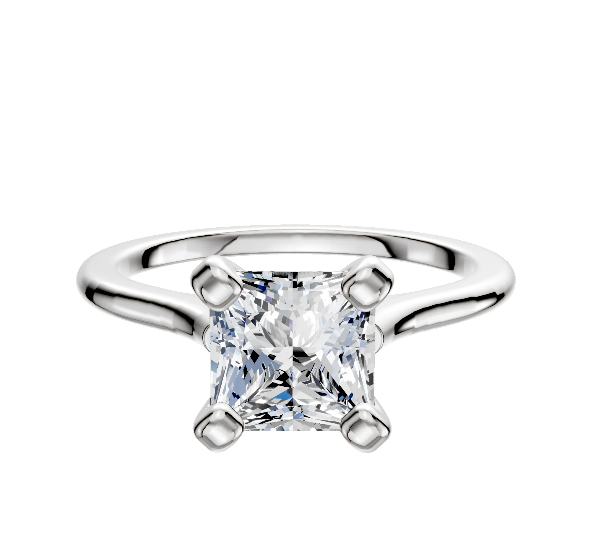 14K White Gold 4 Prong Cathedral Dome 1.5mm Engagement Ring