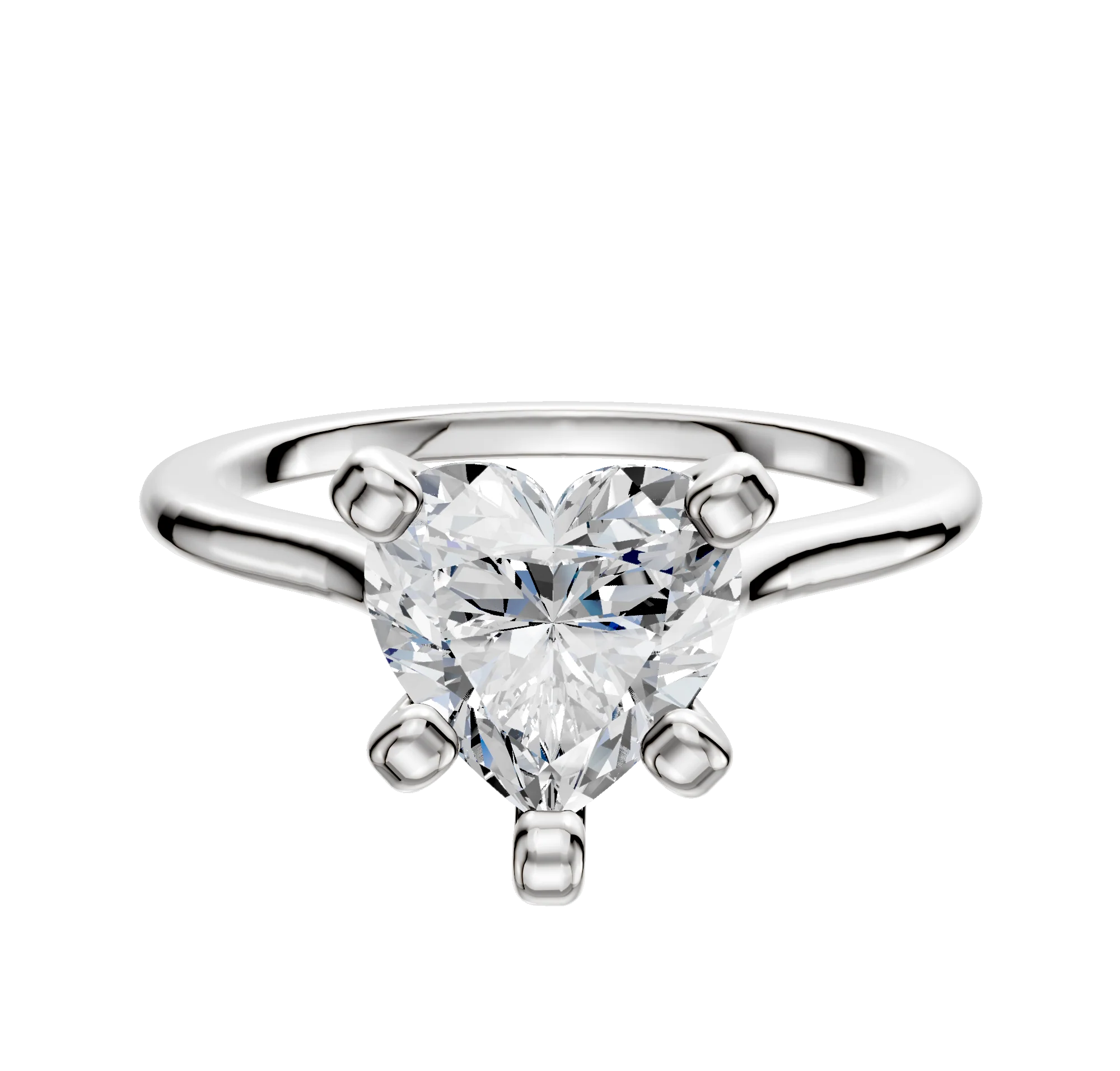 14K White Gold 4 Prong Cathedral Dome 1.5mm Engagement Ring