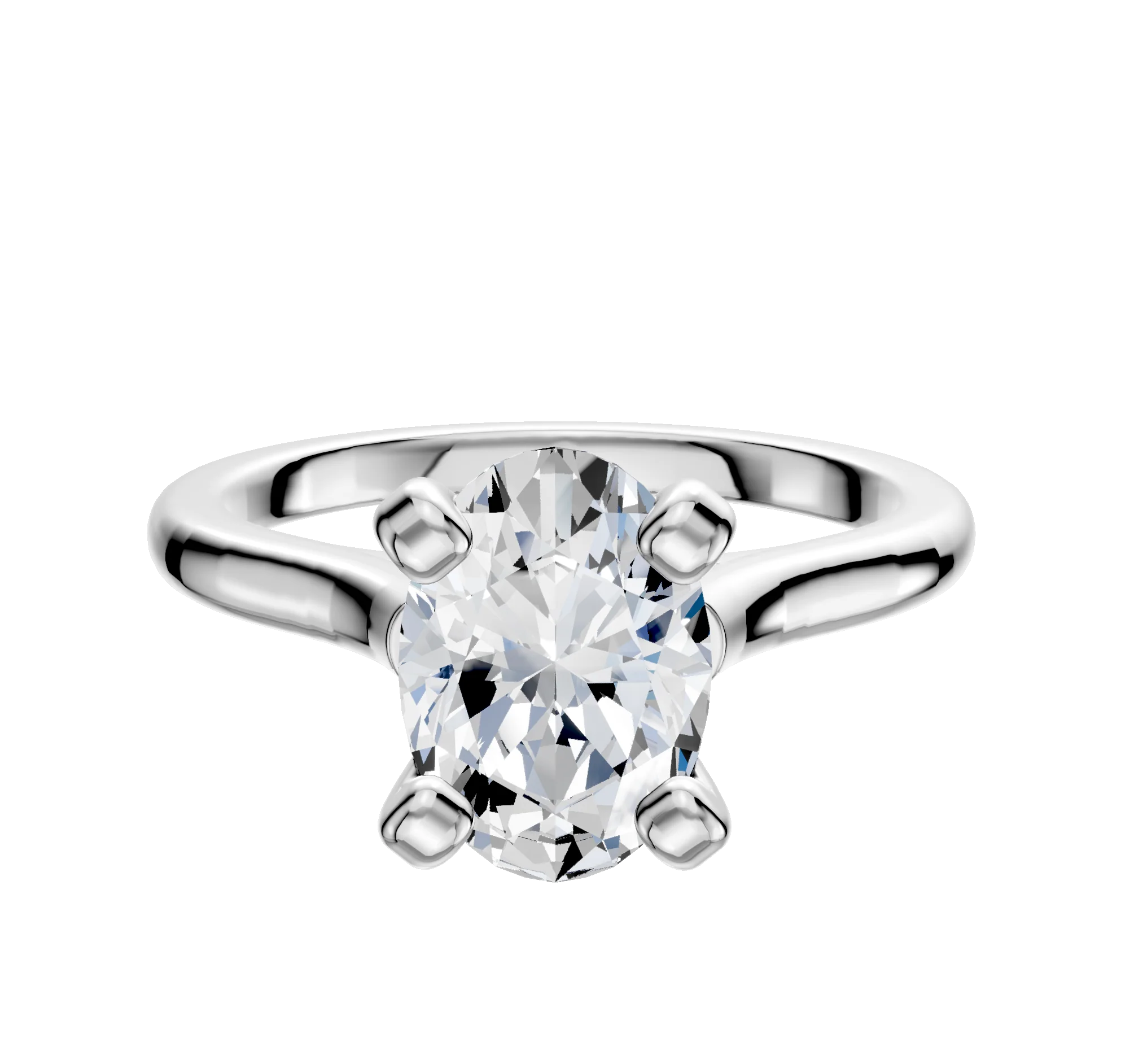 14K White Gold 4 Prong Cathedral Dome 2.0mm Engagement Ring