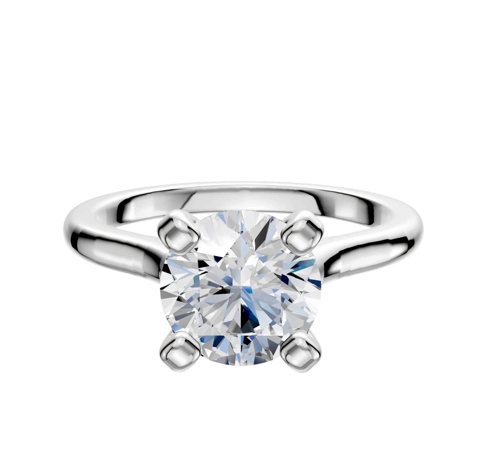 14K White Gold 4 Prong Cathedral Dome 2.0mm Engagement Ring