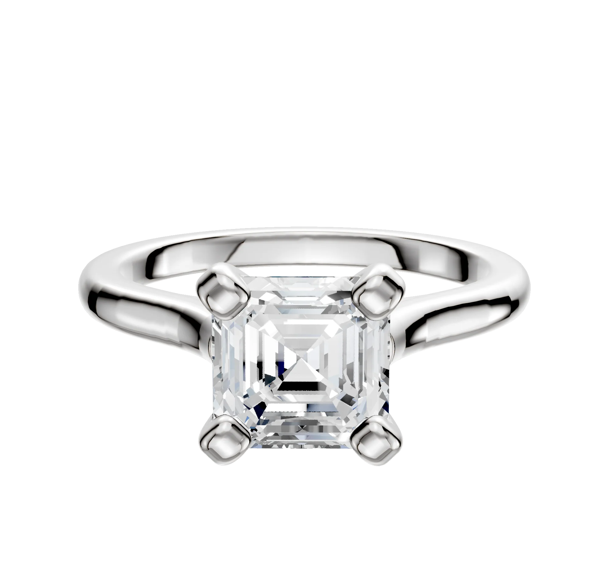 14K White Gold 4 Prong Cathedral Dome 2.0mm Engagement Ring