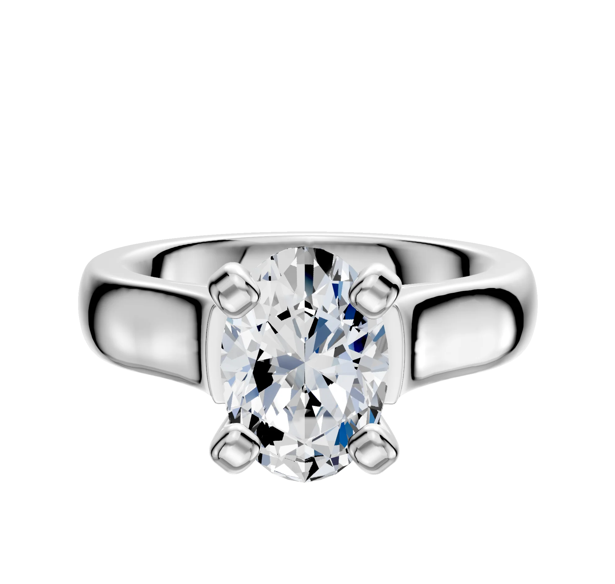 14K White Gold 4 Prong Cathedral Dome 4.0mm Engagement Ring