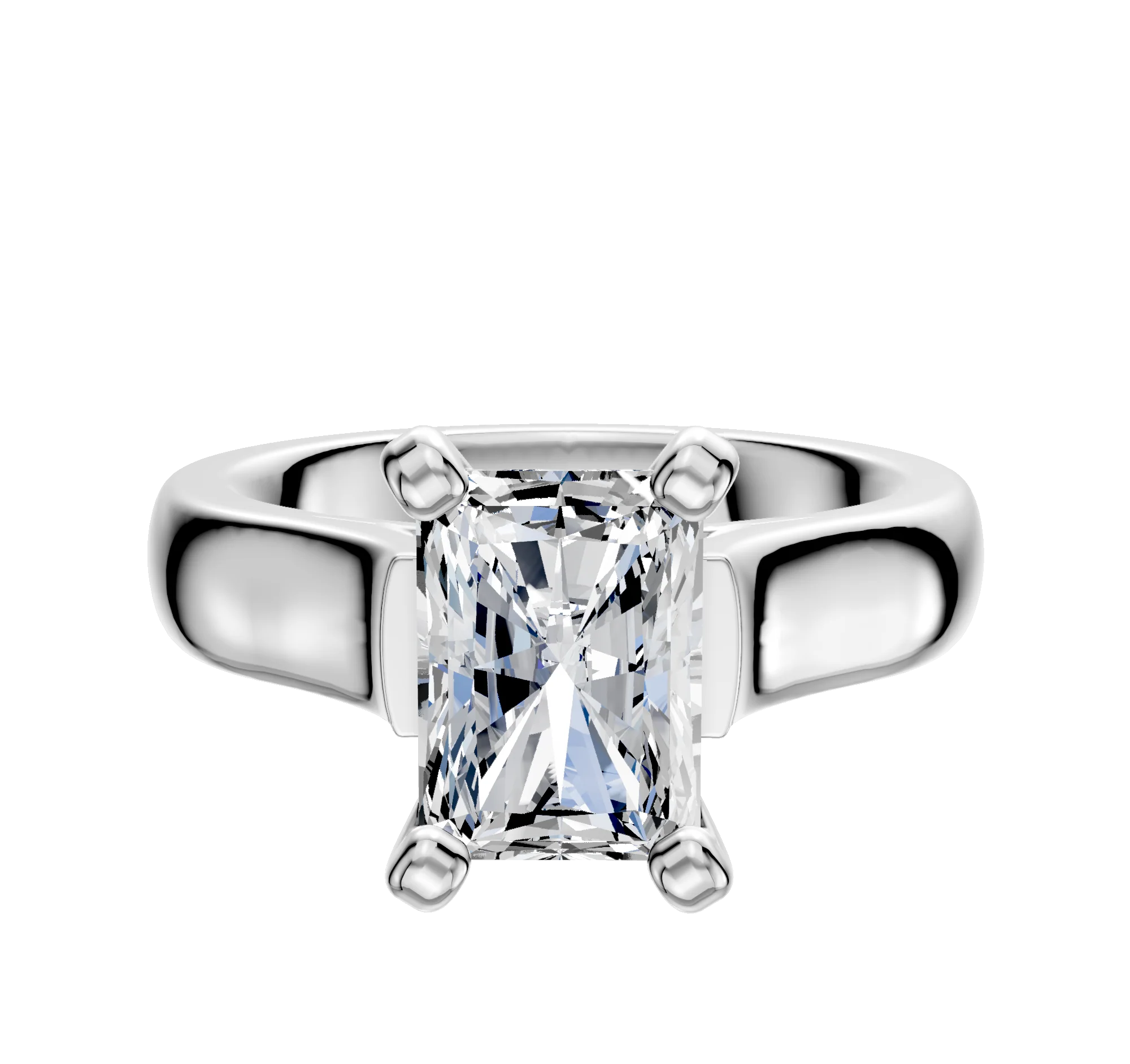 14K White Gold 4 Prong Cathedral Dome 4.0mm Engagement Ring
