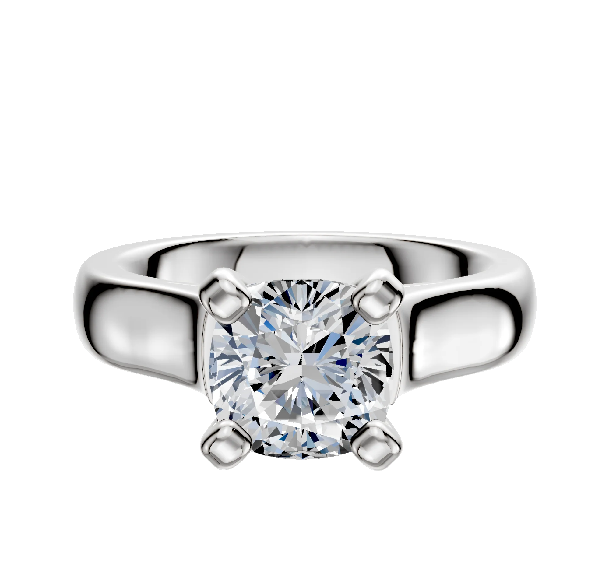 14K White Gold 4 Prong Cathedral Dome 4.0mm Engagement Ring