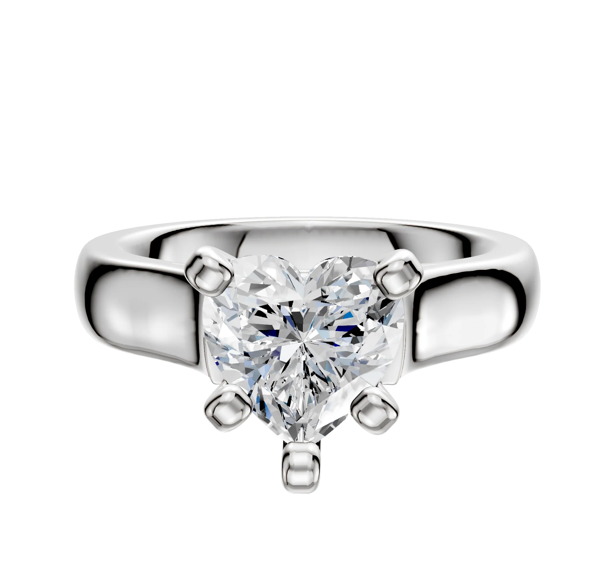 14K White Gold 4 Prong Cathedral Dome 4.0mm Engagement Ring