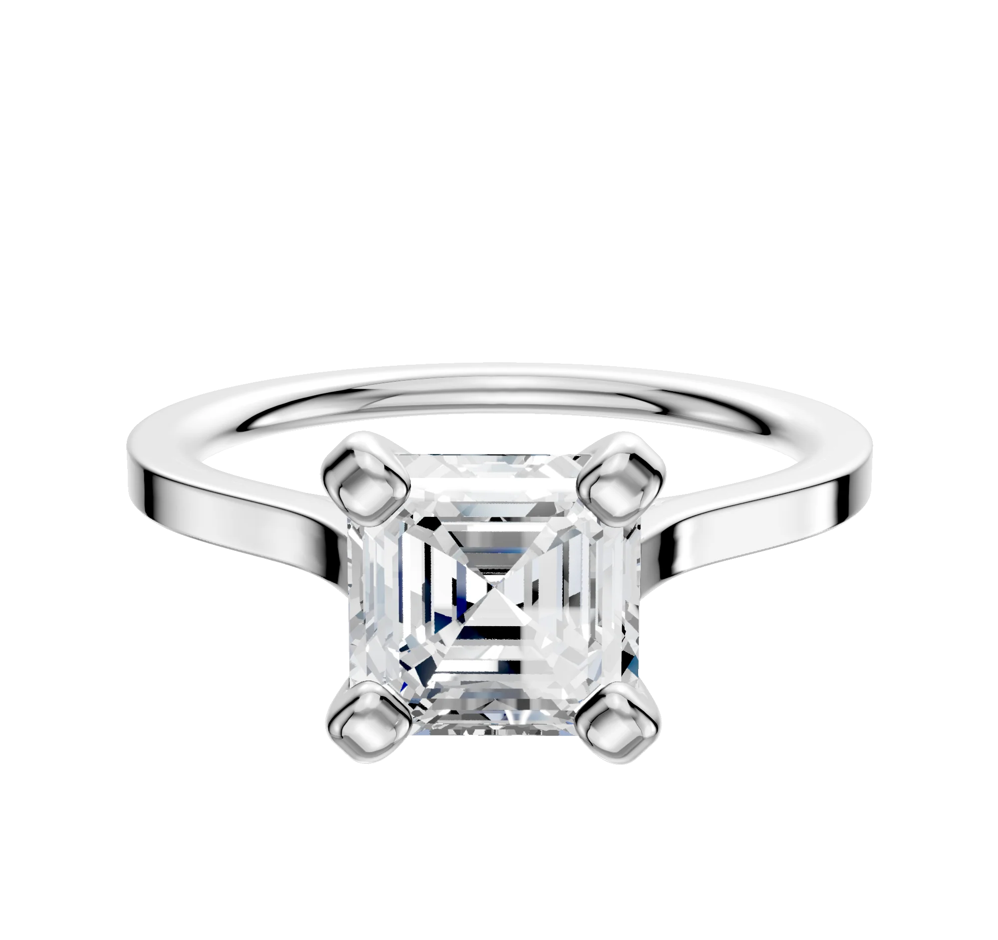 14K White Gold 4 Prong Cathedral Flat 1.5mm Engagement Ring