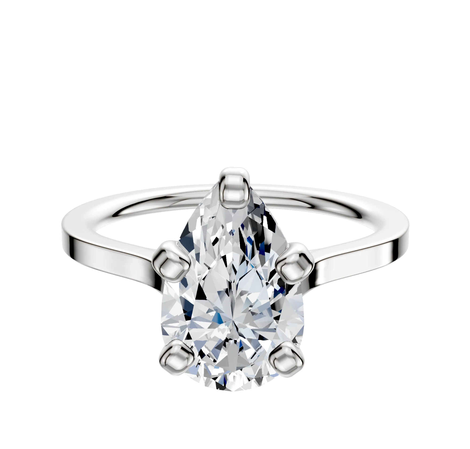 14K White Gold 4 Prong Cathedral Flat 1.5mm Engagement Ring